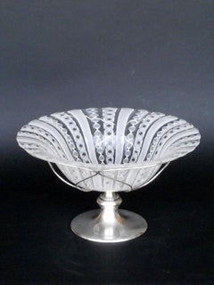1950 Barovier e Toso "Zanfirico" Glass and Silver Italian Murano Bowl