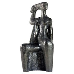 1950 "Bather" Mid Century Modernist Black Ceramic Woman Sculpture