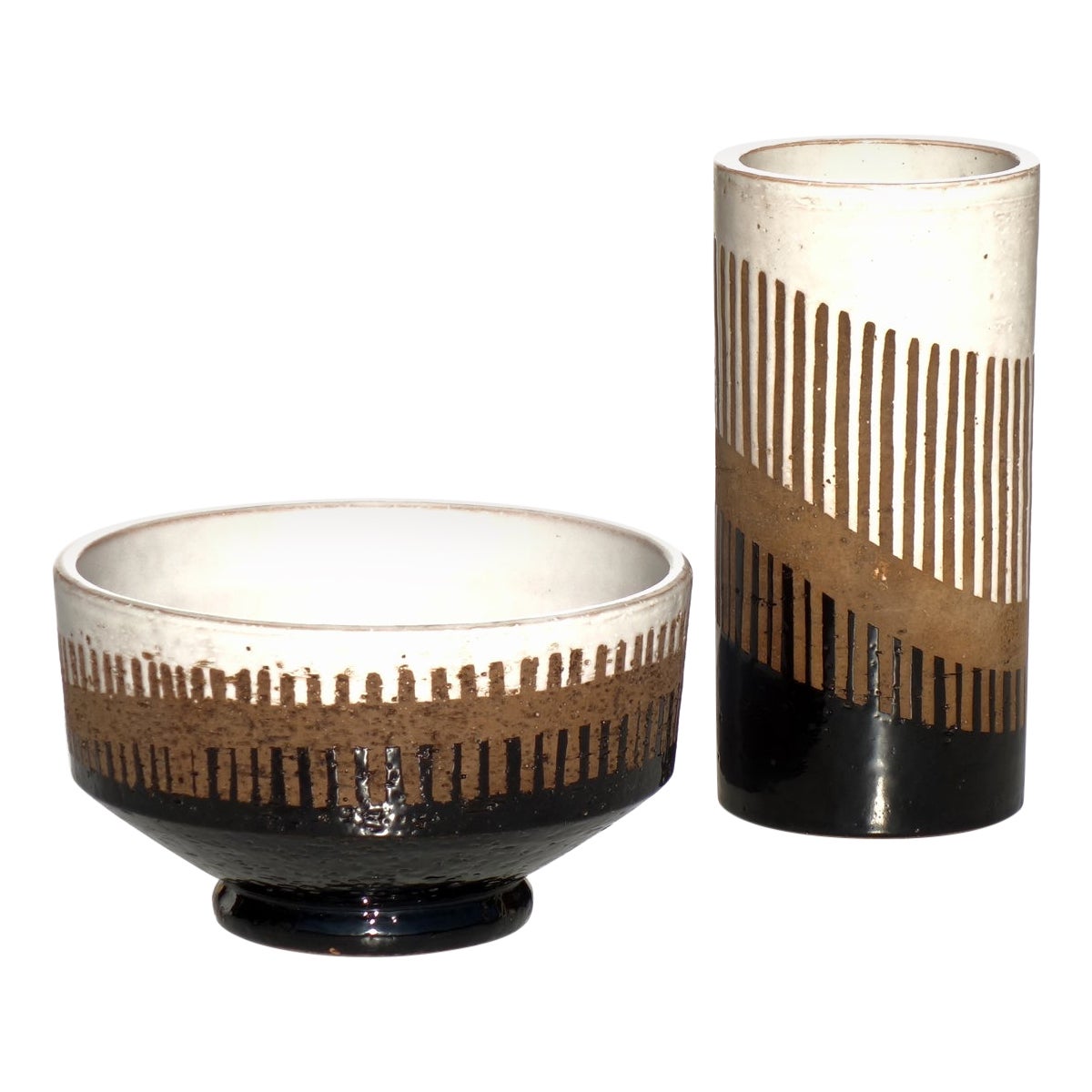 1950 Bitossi Vase en céramique italien Mid Century Modernity, lot de 2