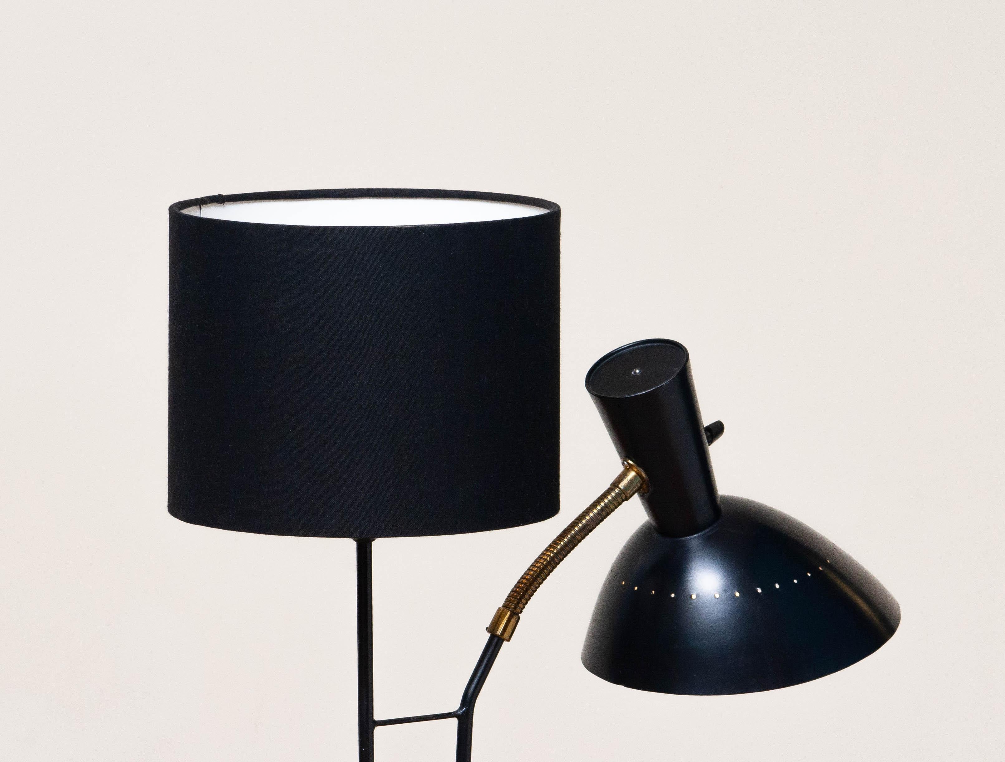 1950 Black Metal and Brass Floor Lamp, Hans Bergström for Ateljé Lyktan, Sweden 6