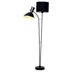 1950 Black Metal and Brass Floor Lamp, Hans Bergström for Ateljé Lyktan, Sweden