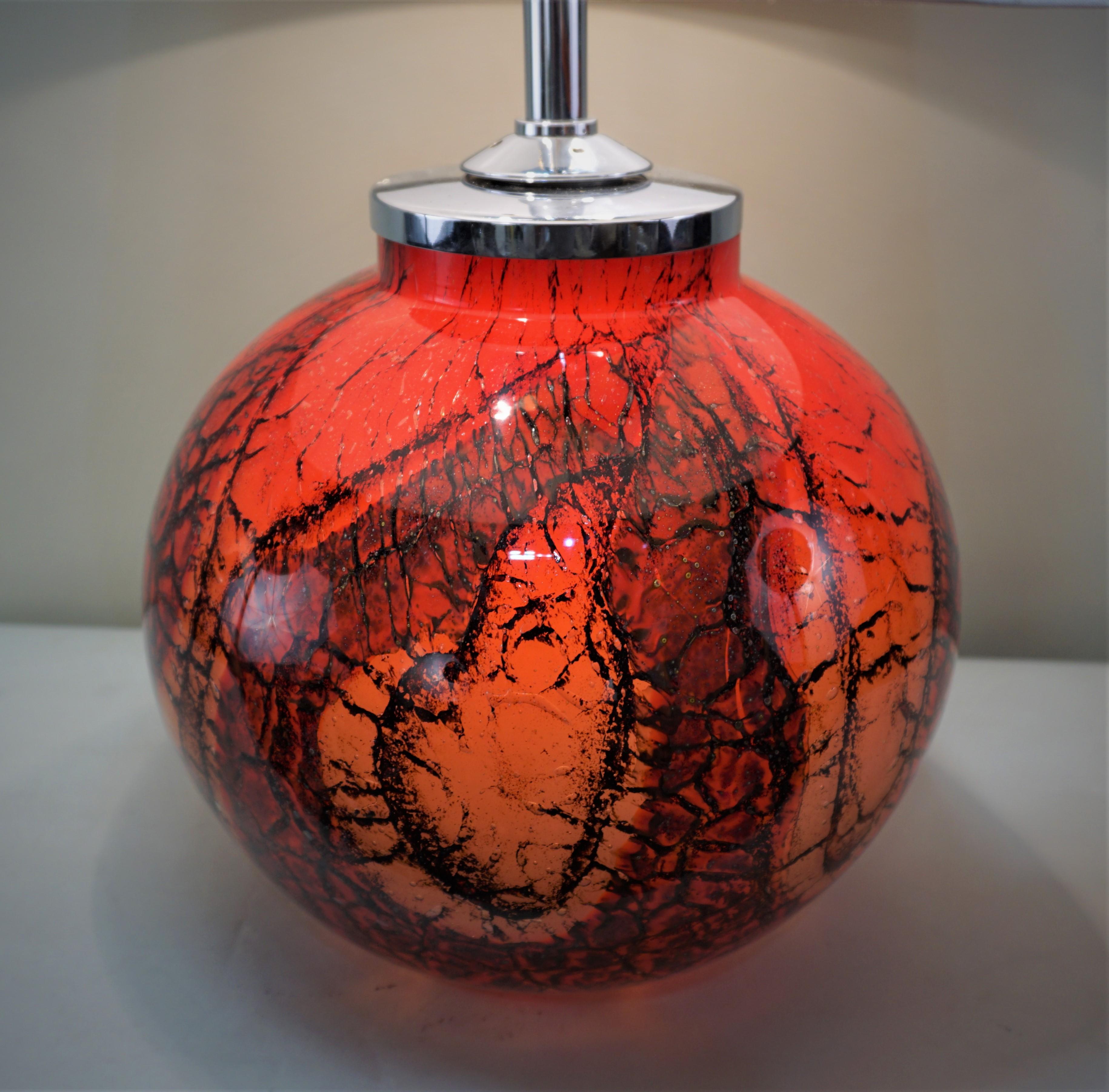 1950 Blown Glass Table Lamp by WFM Ikora In Good Condition In Fairfax, VA