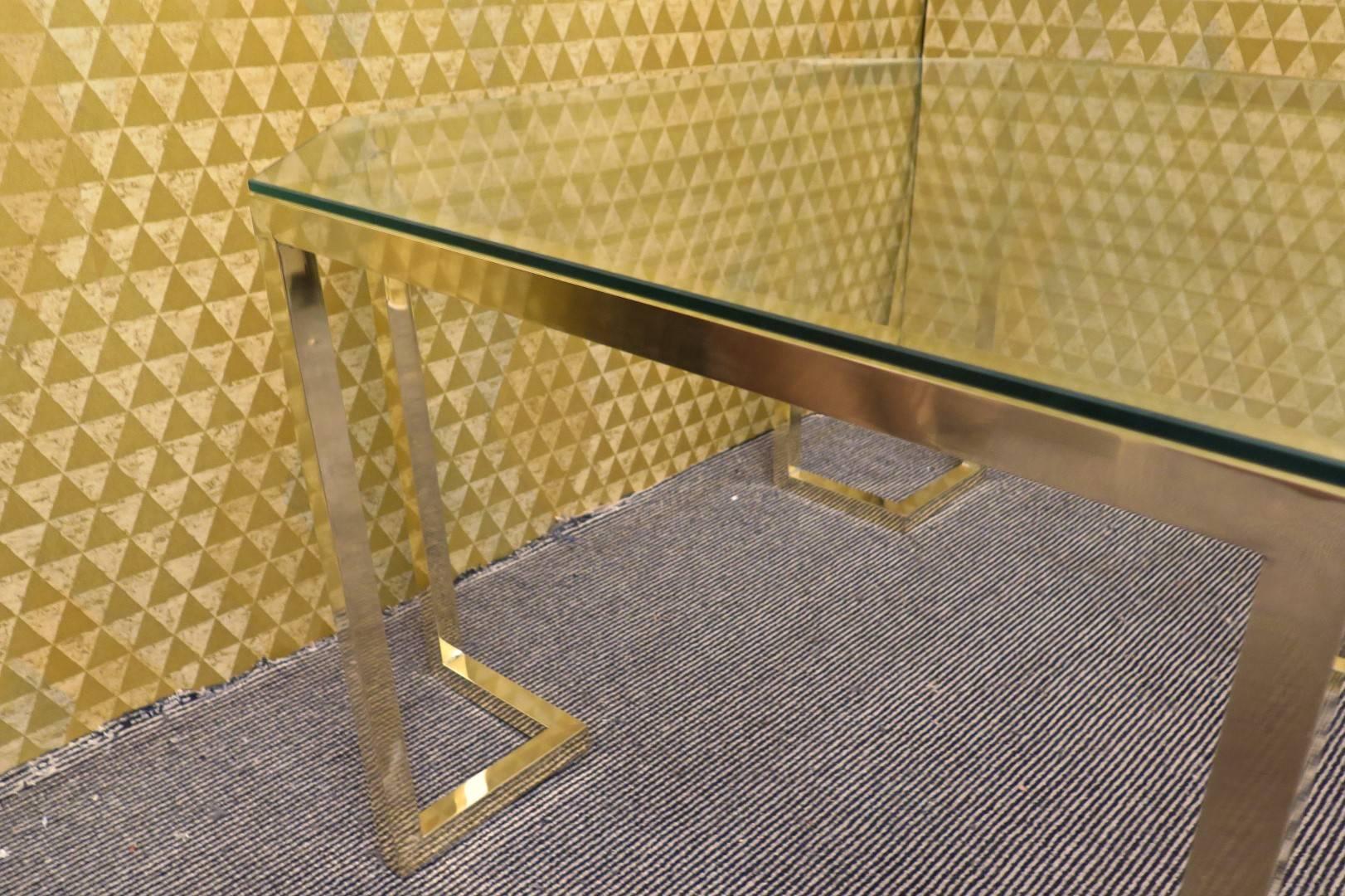 1950 Brass and Glass Italian Sofa Table 4