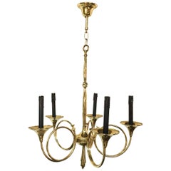 1950 Brass Chandelier with Hunt Design in the Style of Maison Jansen