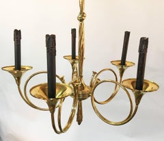1950 Brass Chandelier with Hunt Design in the Style of Maison Jansen