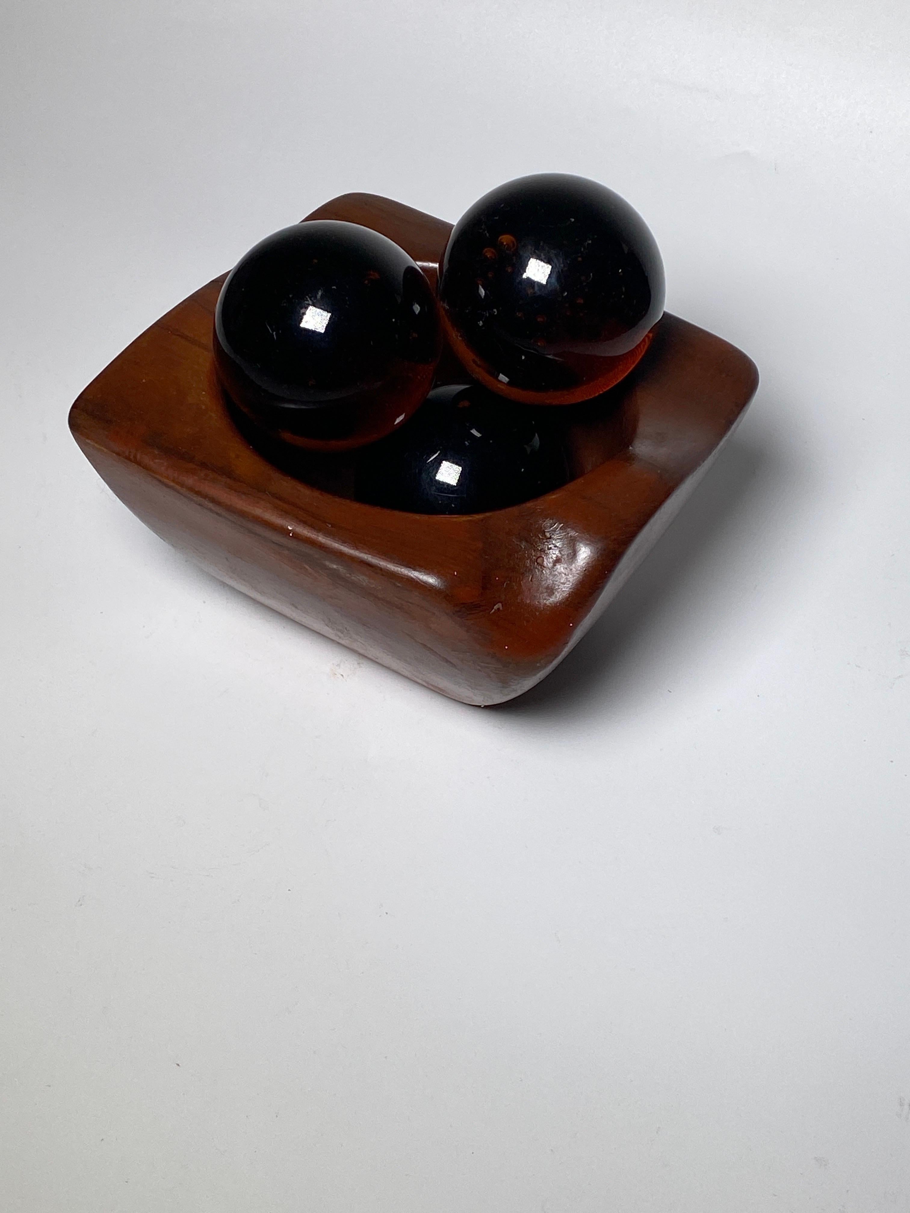 French 1950 Brutalist Wood Ashtray / Centrepiece For Sale