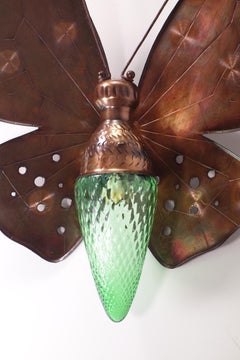 1950 Butterfly Midcentury Italian Design Copper Muran Glass Wall Lamp