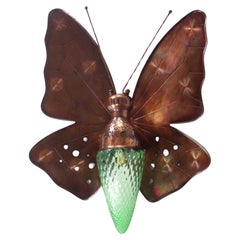 1950 Butterfly Midcentury Italian Design Copper Muran Glass Wall Lamp