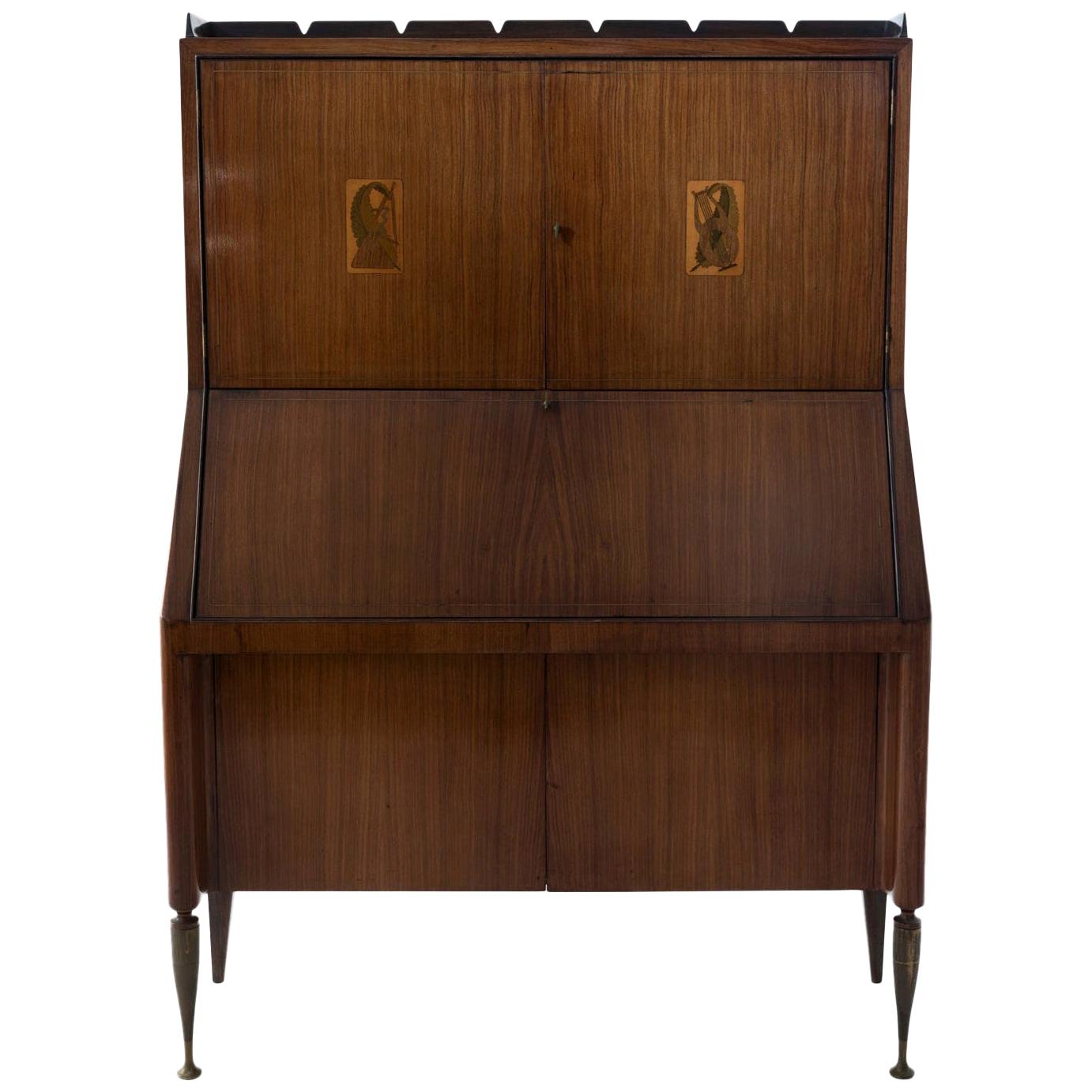 1950 Cabinet/Secrétaire by Giovanni Gariboldi for Colli, Bubinga and Inlay Work