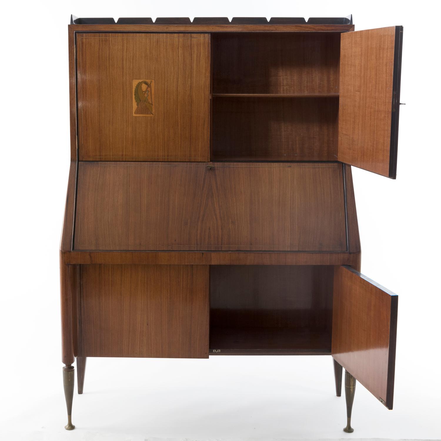 1950 Cabinet/Secrétaire by Giovanni Gariboldi for Colli, Bubinga and Inlay Work In Good Condition In Milan, IT