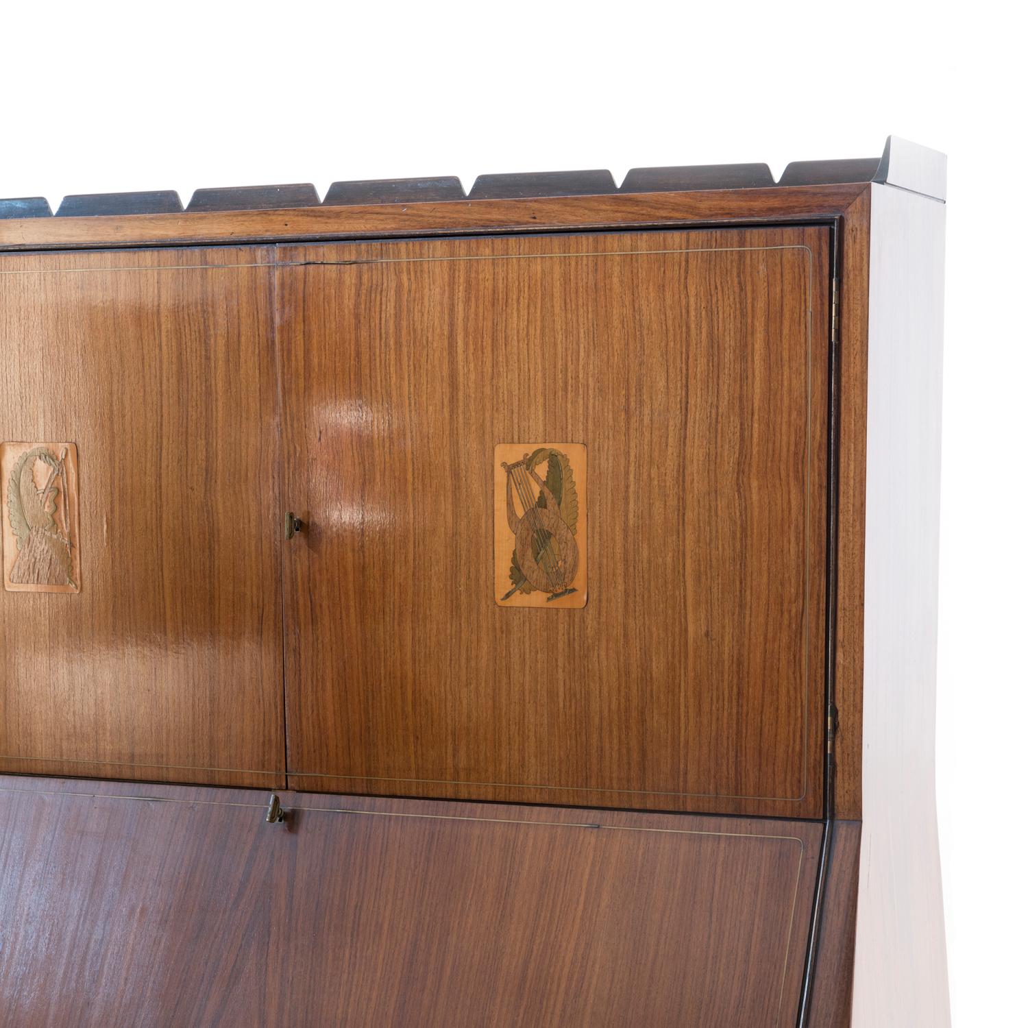 1950 Cabinet/Secrétaire by Giovanni Gariboldi for Colli, Bubinga and Inlay Work 2