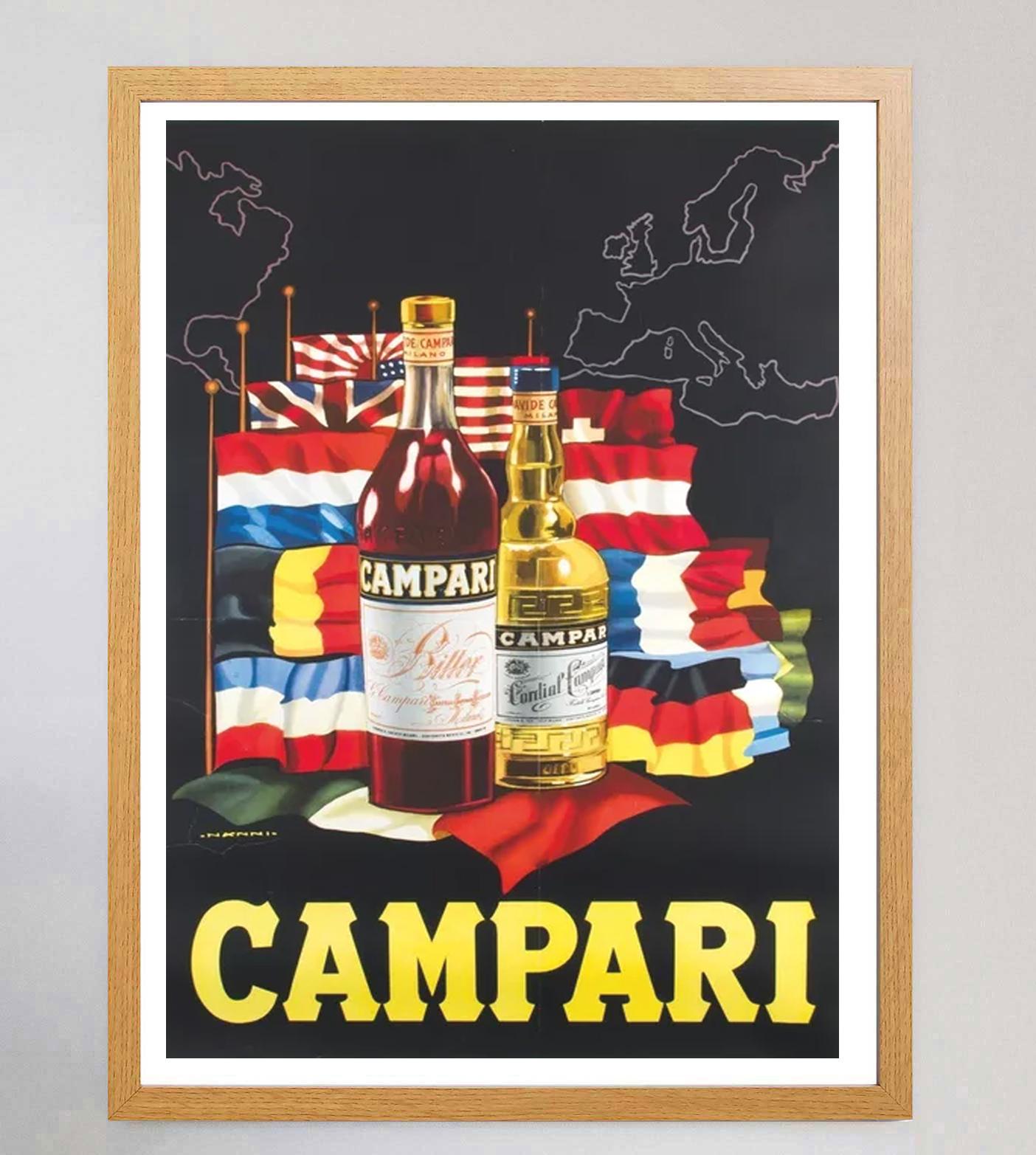 Italian 1950 Campari, Nino Nanni Original Vintage Poster For Sale
