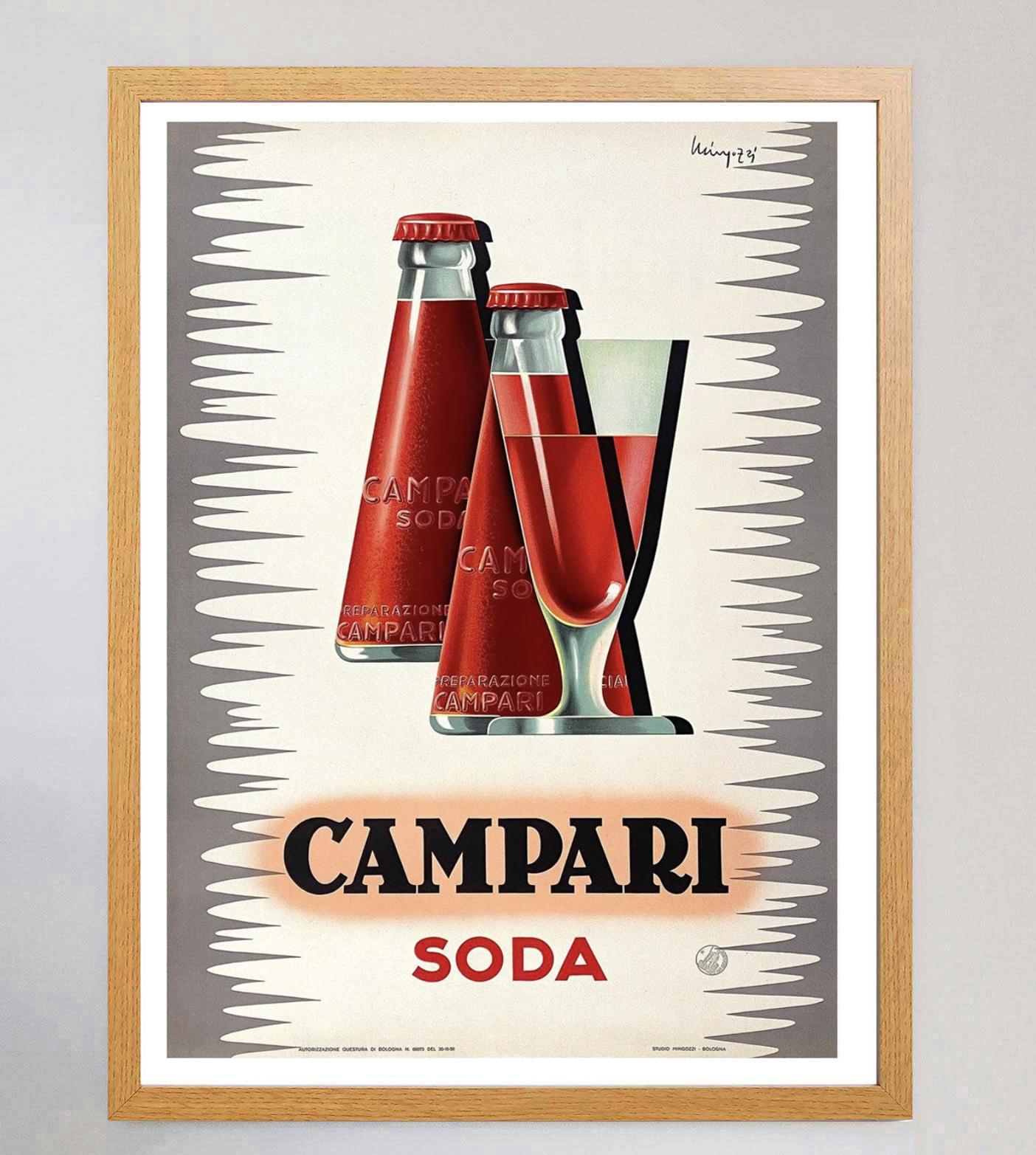 italien Affiche vintage d'origine Campari Soda de Mingozzi, 1950 en vente