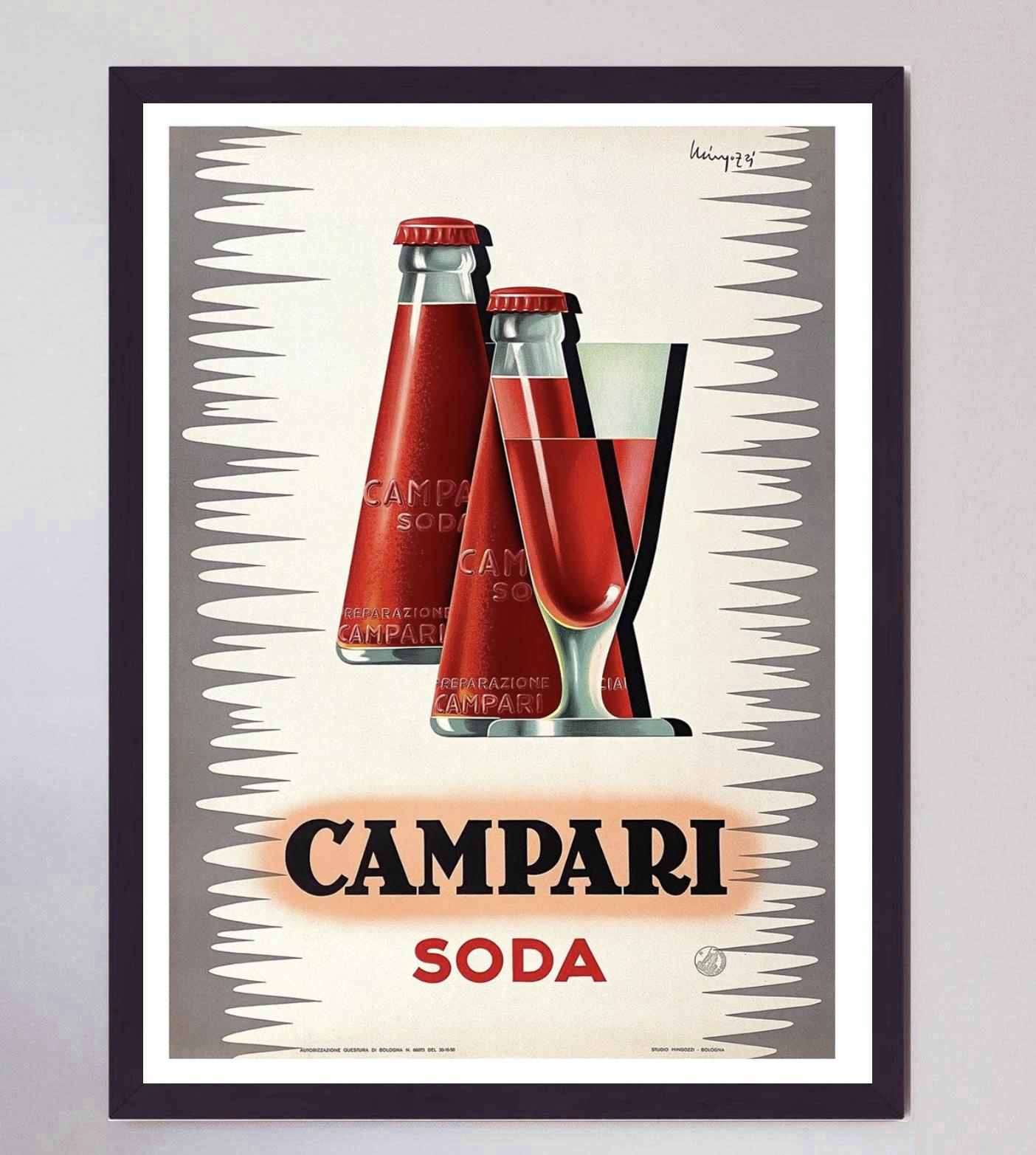 Milieu du XXe siècle Affiche vintage d'origine Campari Soda de Mingozzi, 1950 en vente