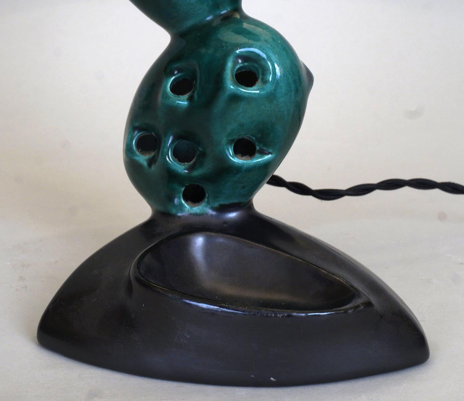 1950 Ceramic Cactus Table Lamp In Good Condition For Sale In Paris, FR