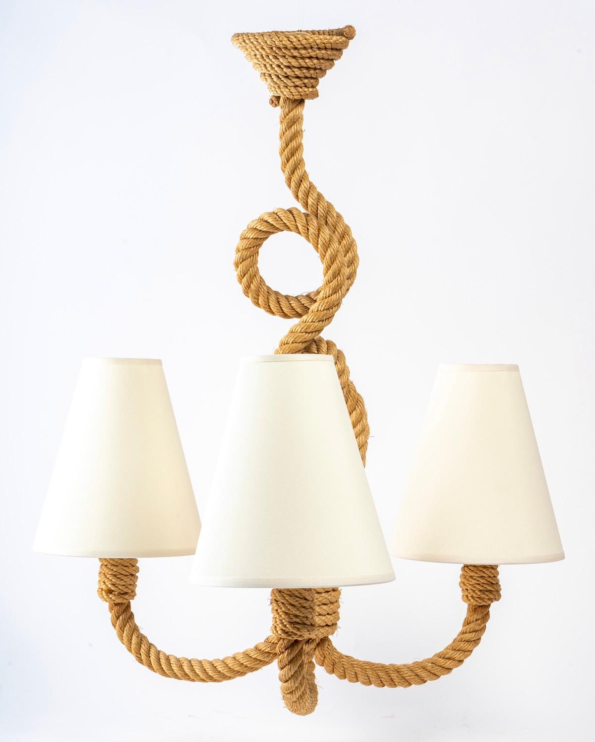 Mid-20th Century 1950 Chandelier in Rope by Audoux Minet