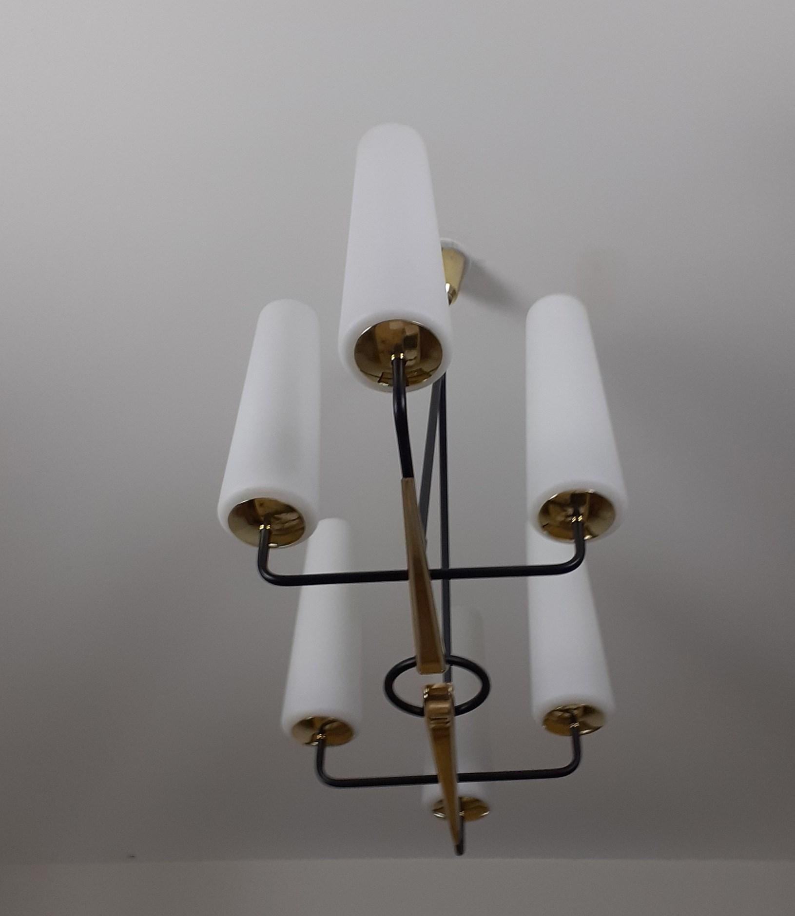 1950 Chandelier Six Arms of Lights Maison Lunel 4