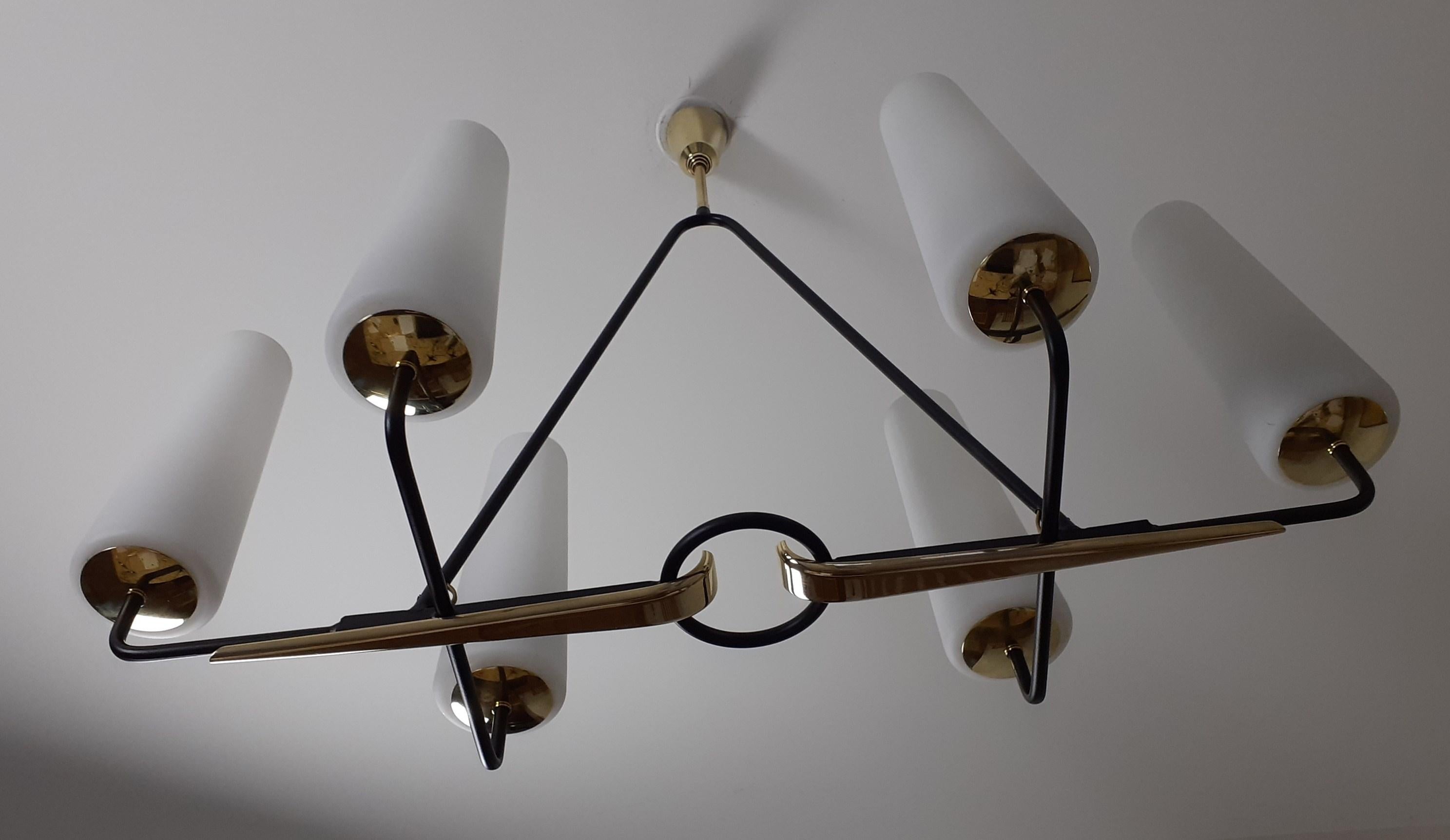 1950 Chandelier Six Arms of Lights Maison Lunel 6