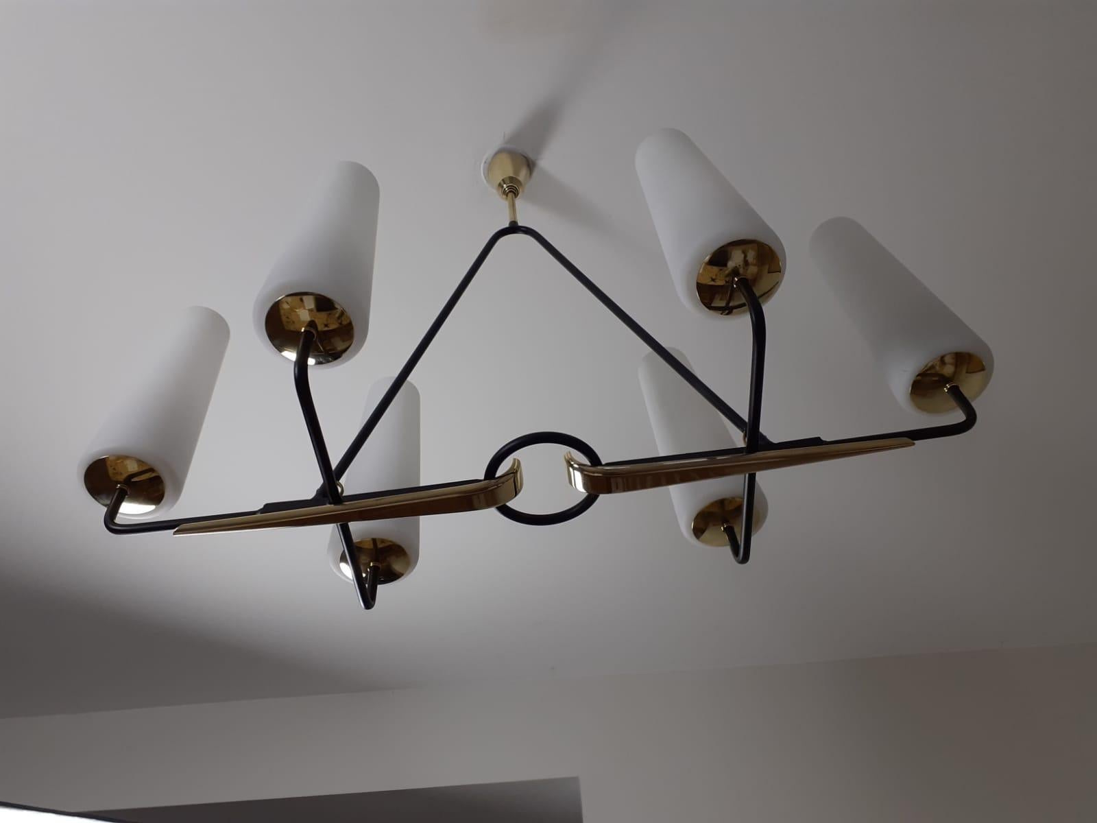 1950 Chandelier Six Arms of Lights Maison Lunel 8