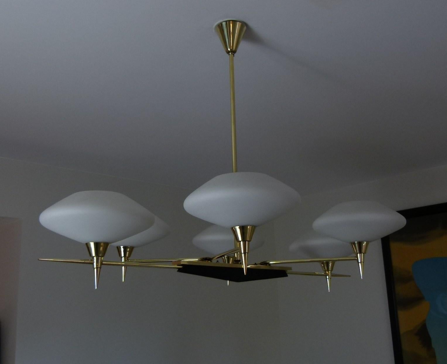 1950 Chandelier with Six Arms of Light by Maison Arlus 7