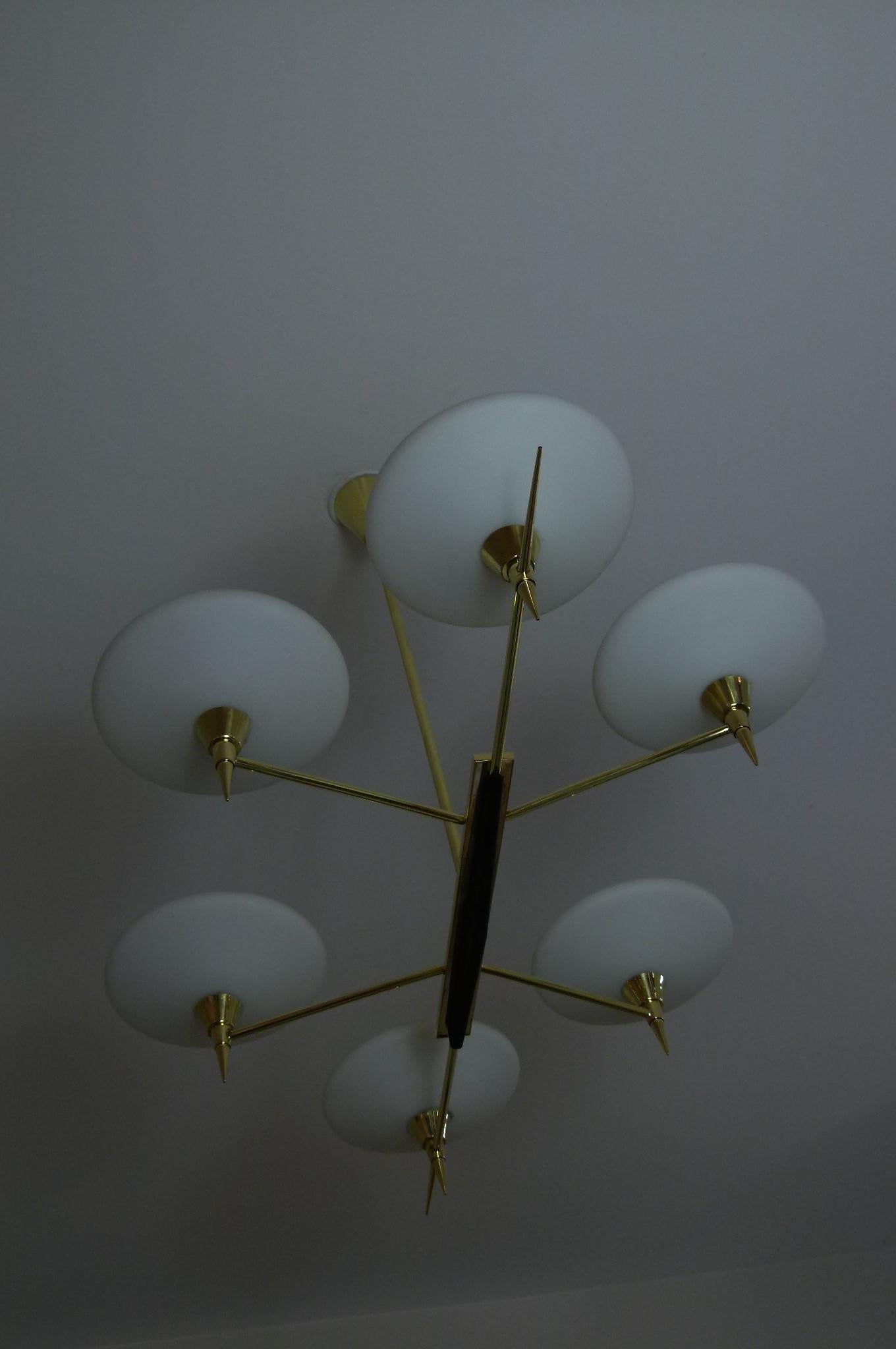1950 Chandelier with Six Arms of Light by Maison Arlus 8