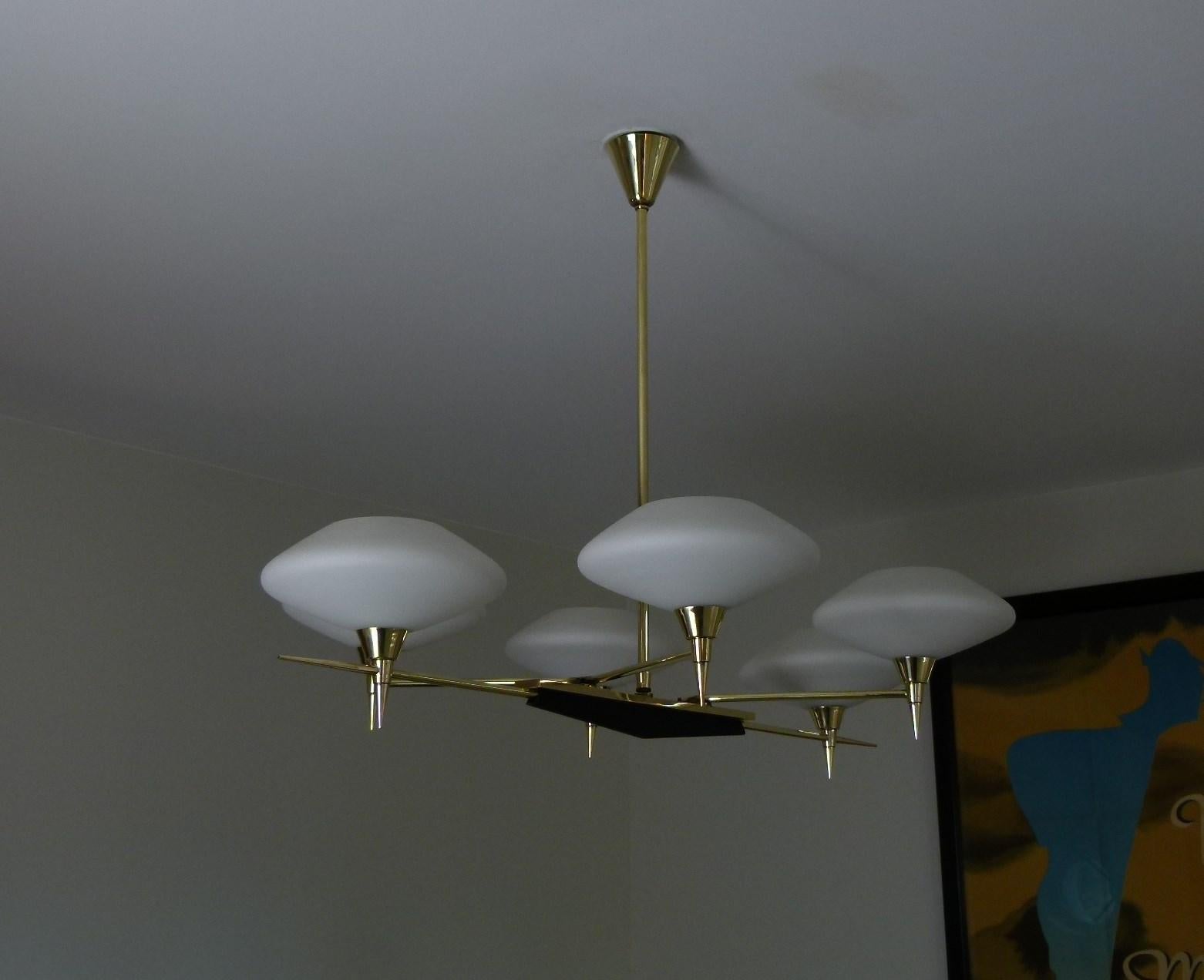 20th Century 1950 Chandelier with Six Arms of Light by Maison Arlus