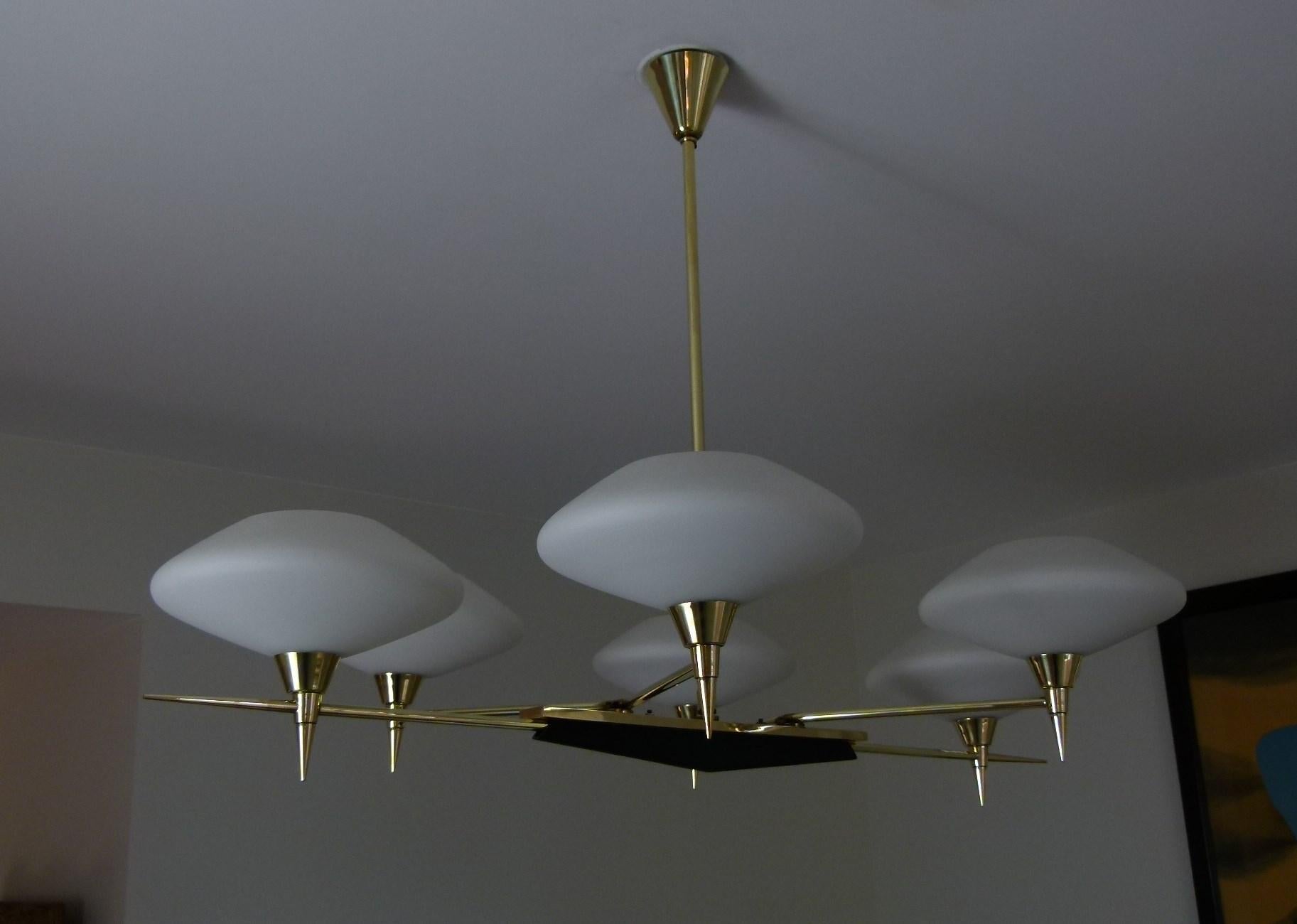 1950 Chandelier with Six Arms of Light by Maison Arlus 1