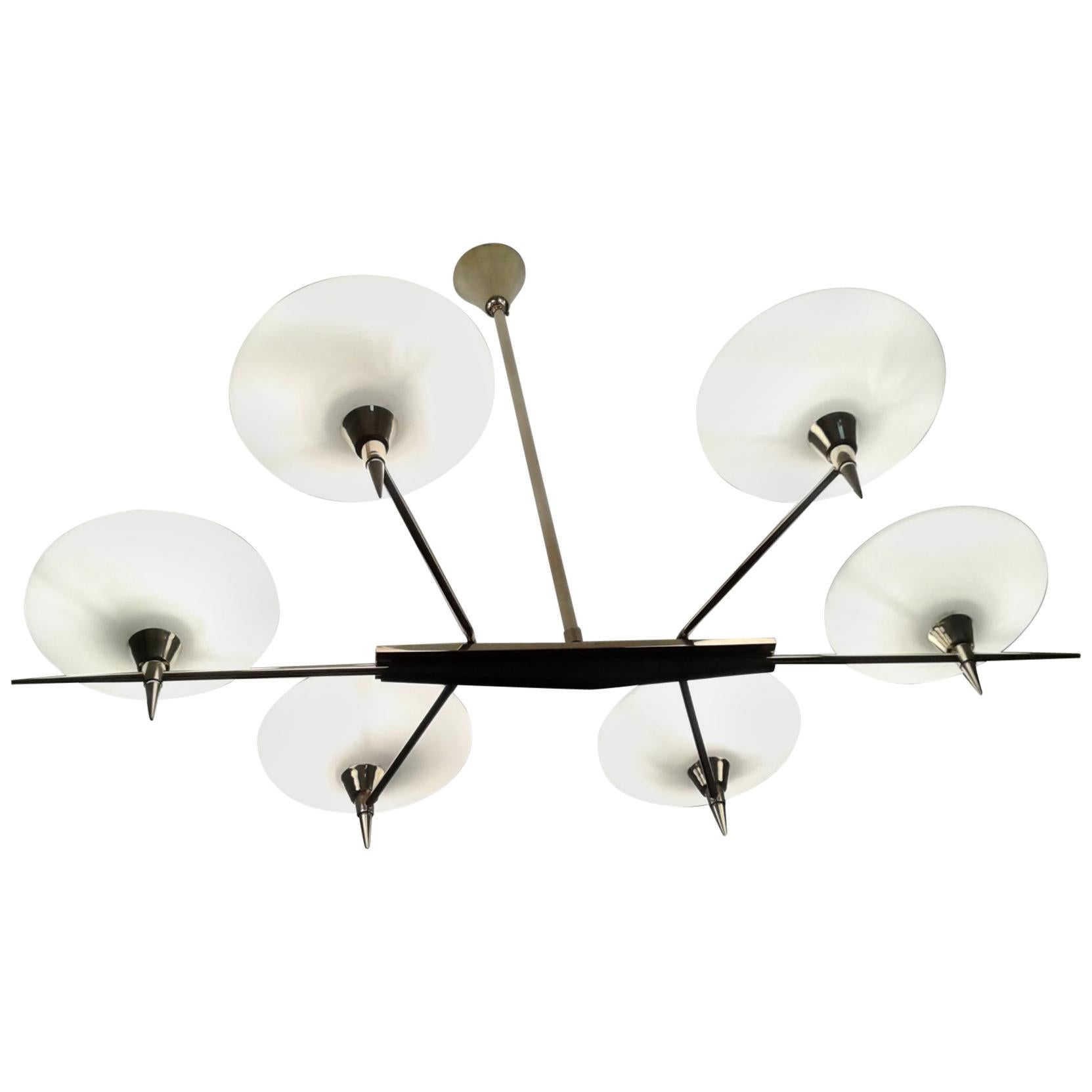 1950 Chandelier with Six Arms of Light by Maison Arlus