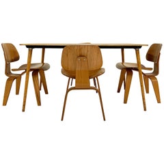 1950 Charles and Ray Eames for Herman Miller DTW-3 Table and Set of 4 DCW Chairs