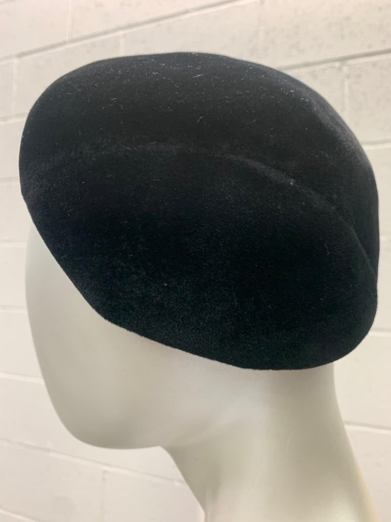 1950 Christian Dior Made In France Fine Black Felt Capulet Hat 