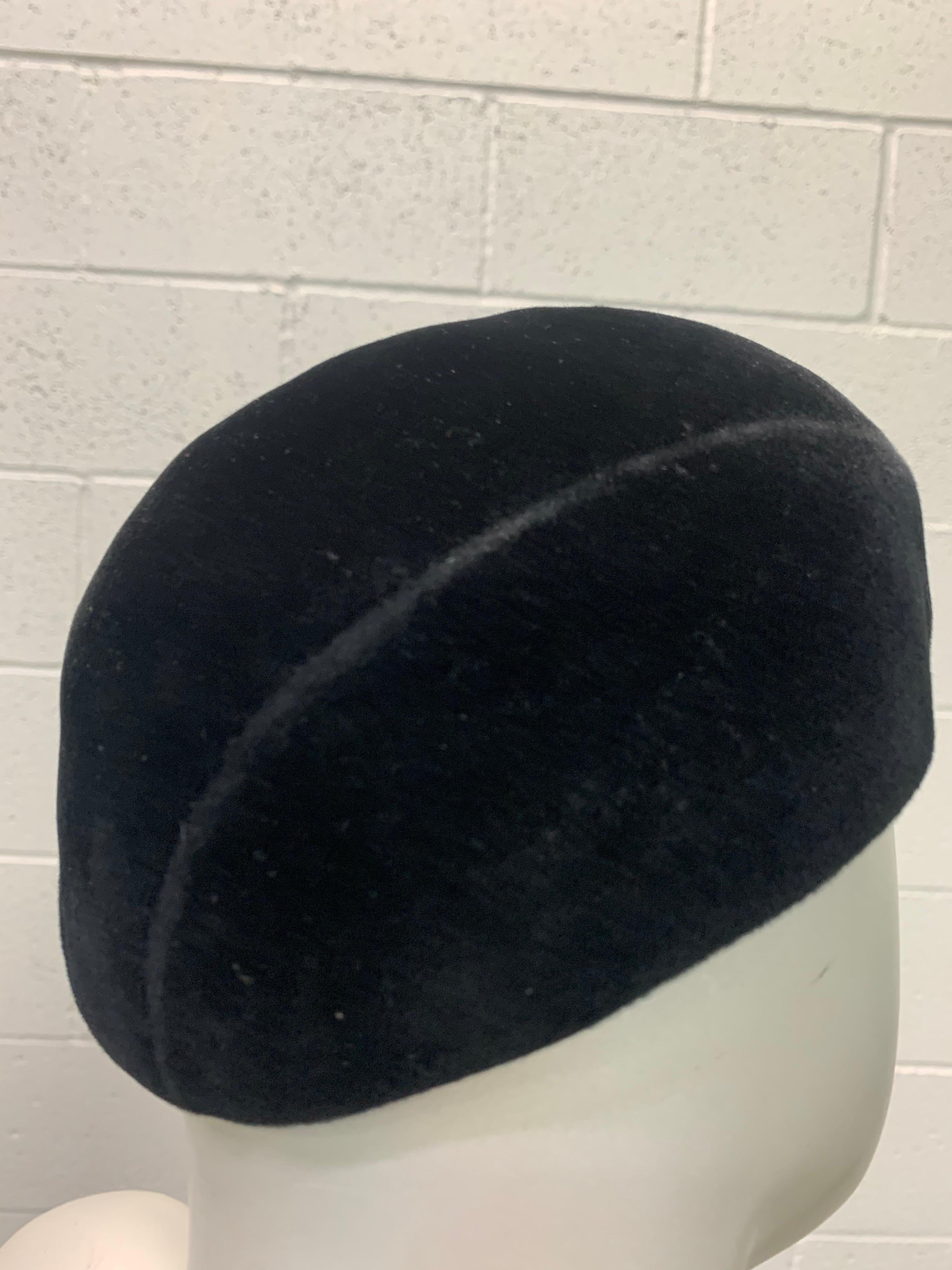 1950 Christian Dior Made In France Fine Black Felt Capulet Hat 