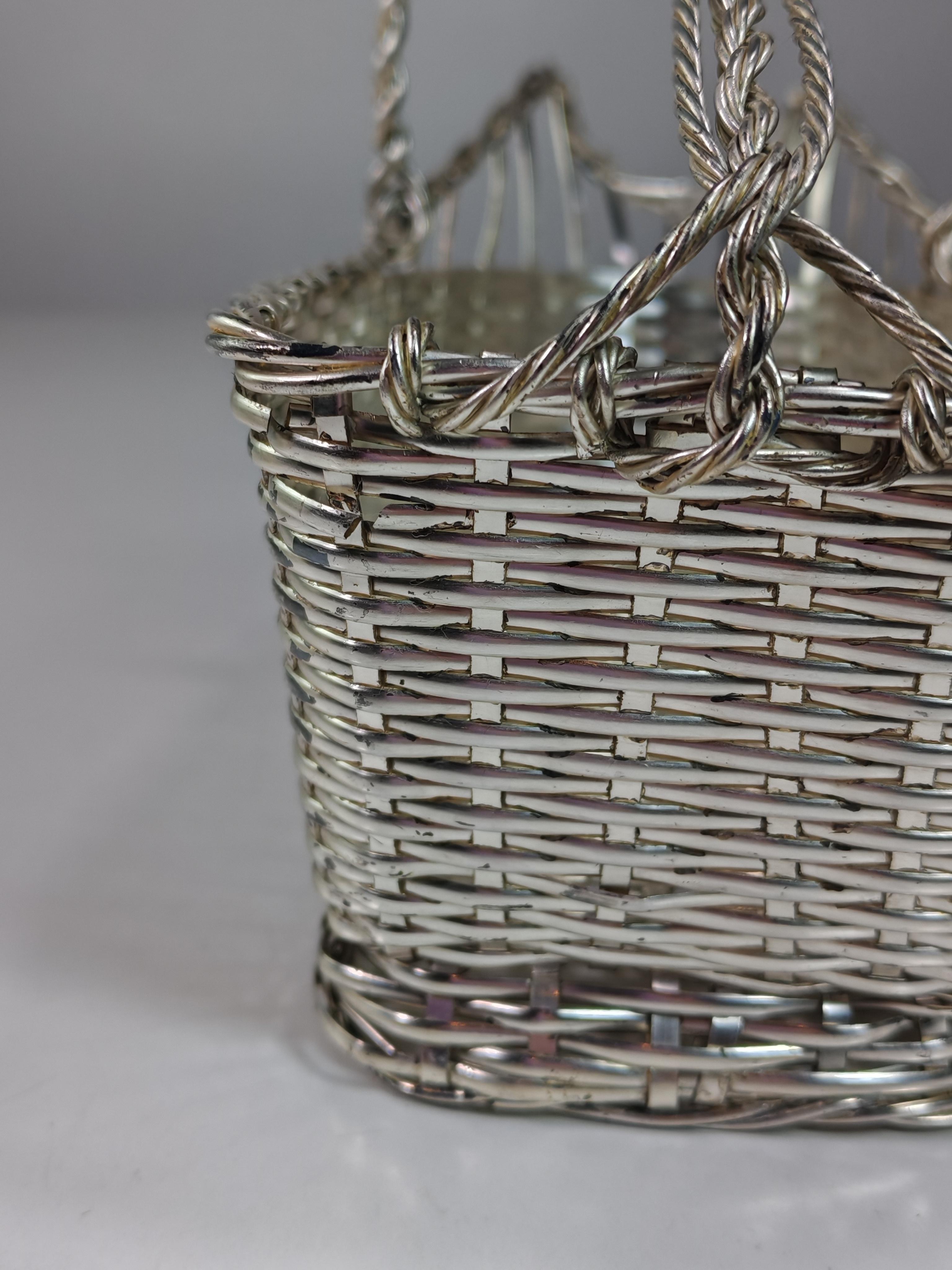 1950 Christofle Design France Silver Metal Bottle Holder and Bowl For Sale 3