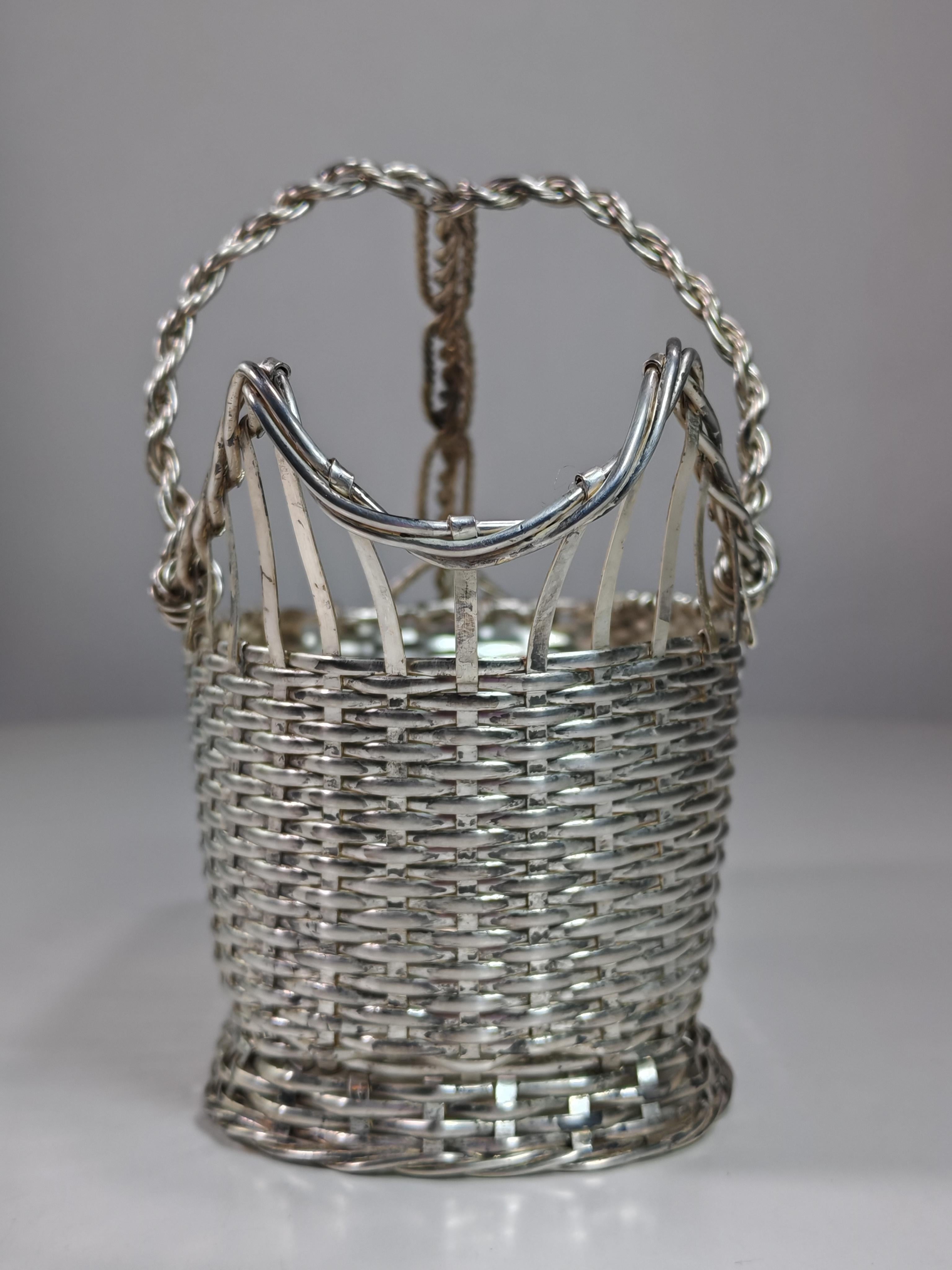 1950 Christofle Design France Silver Metal Bottle Holder and Bowl For Sale 6