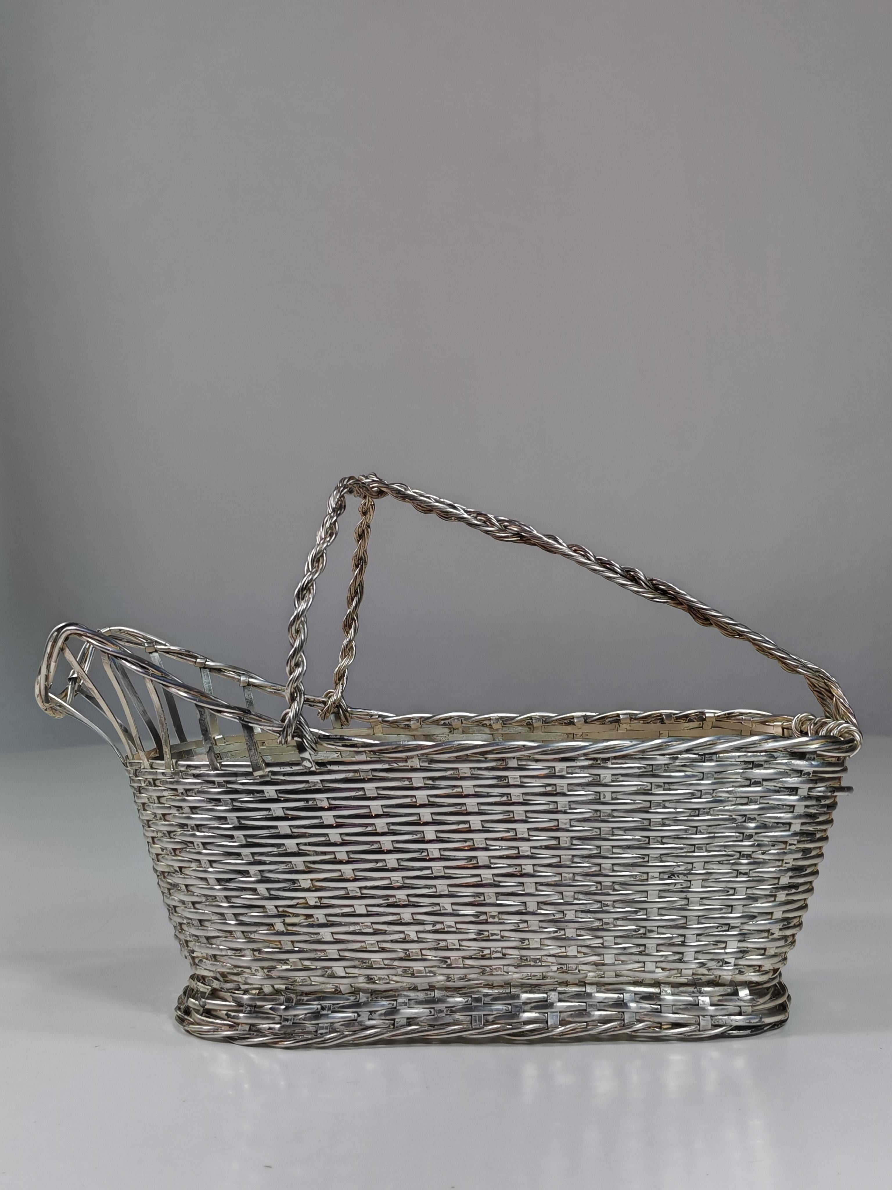 1950 Christofle Design France Silver Metal Bottle Holder and Bowl For Sale 7