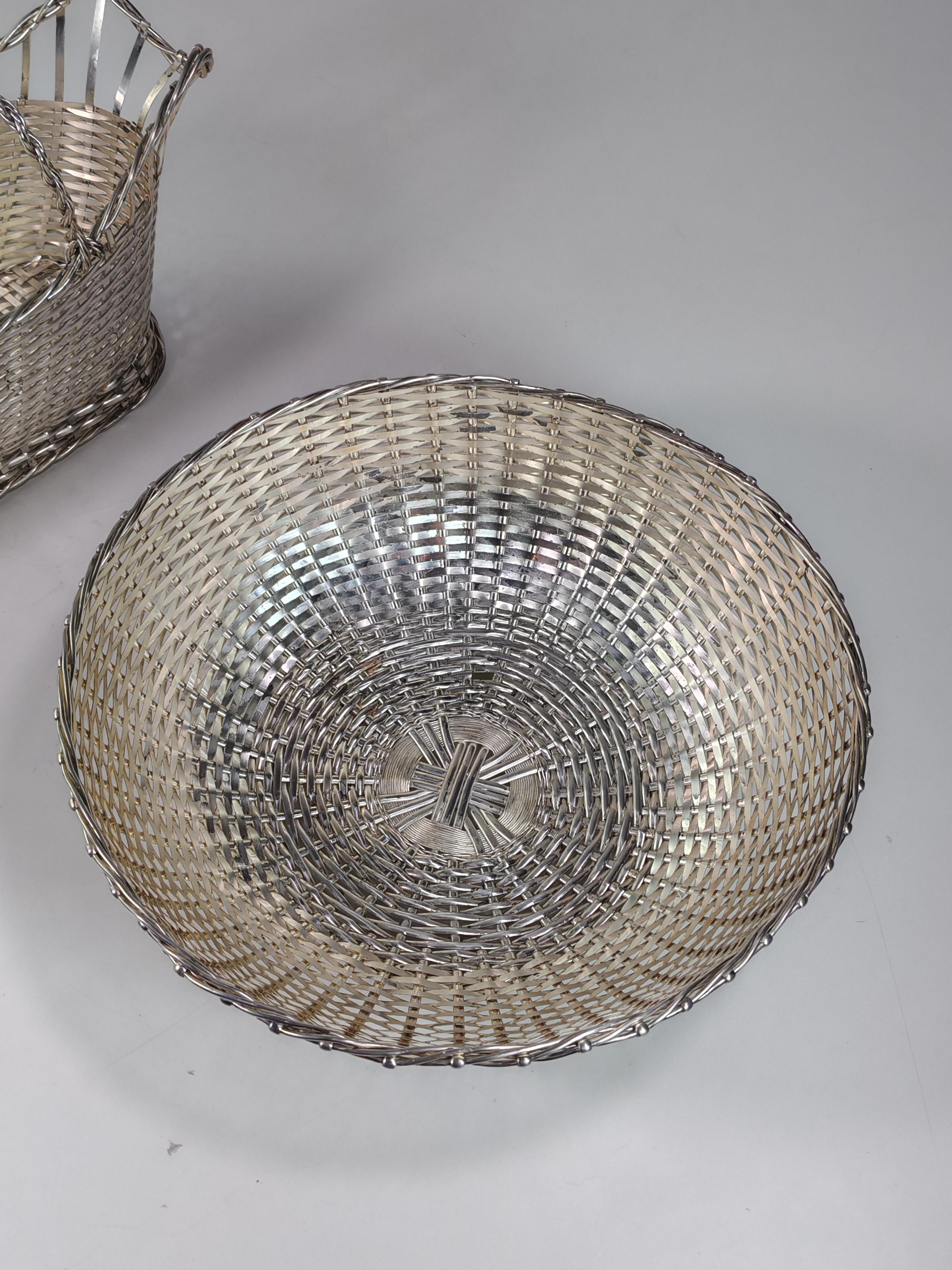 Mid-Century Modern 1950 Christofle Design France Silver Metal Bottle Holder and Bowl For Sale