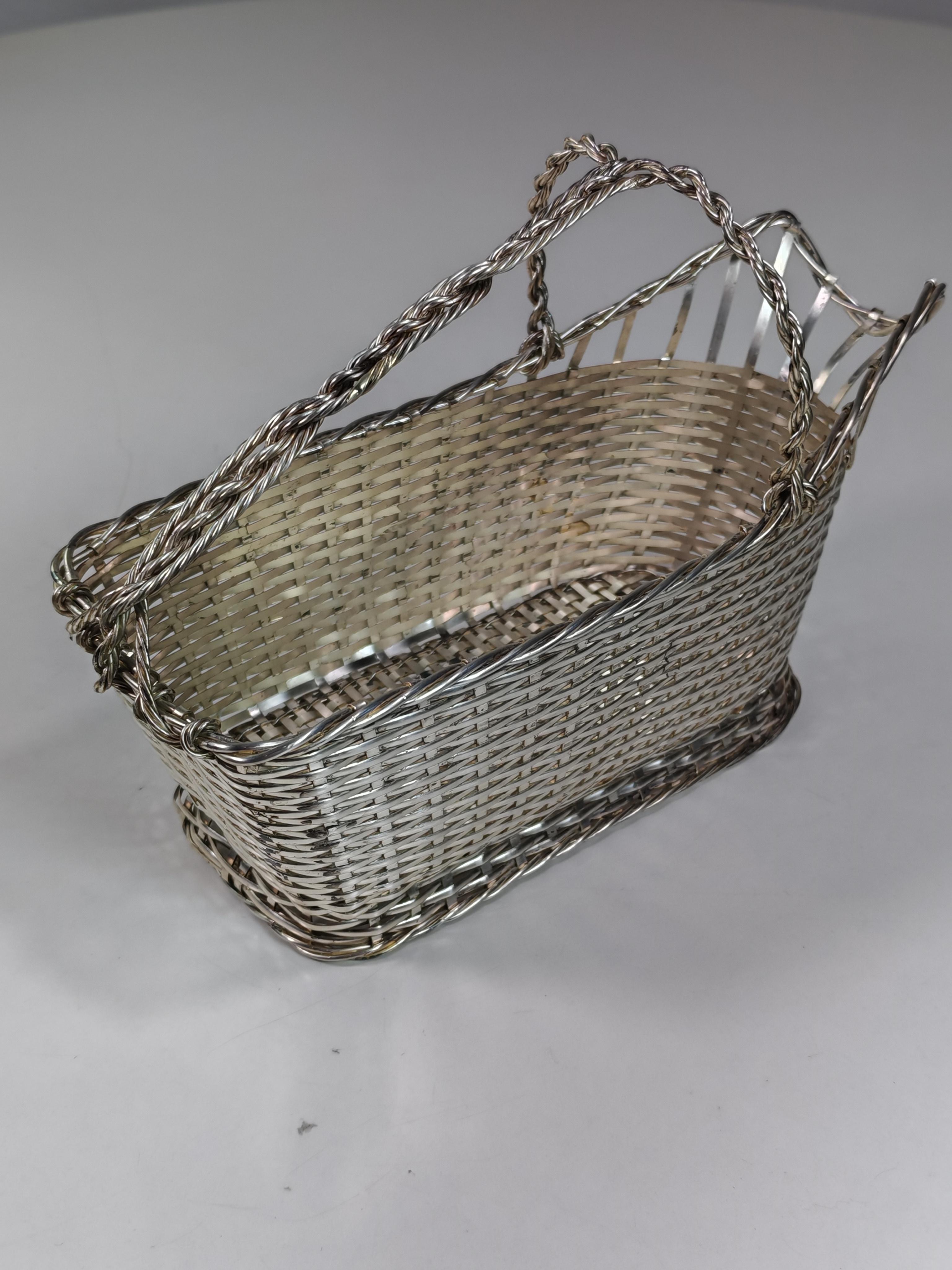 1950 Christofle Design France Silver Metal Bottle Holder and Bowl In Good Condition For Sale In Brescia, IT