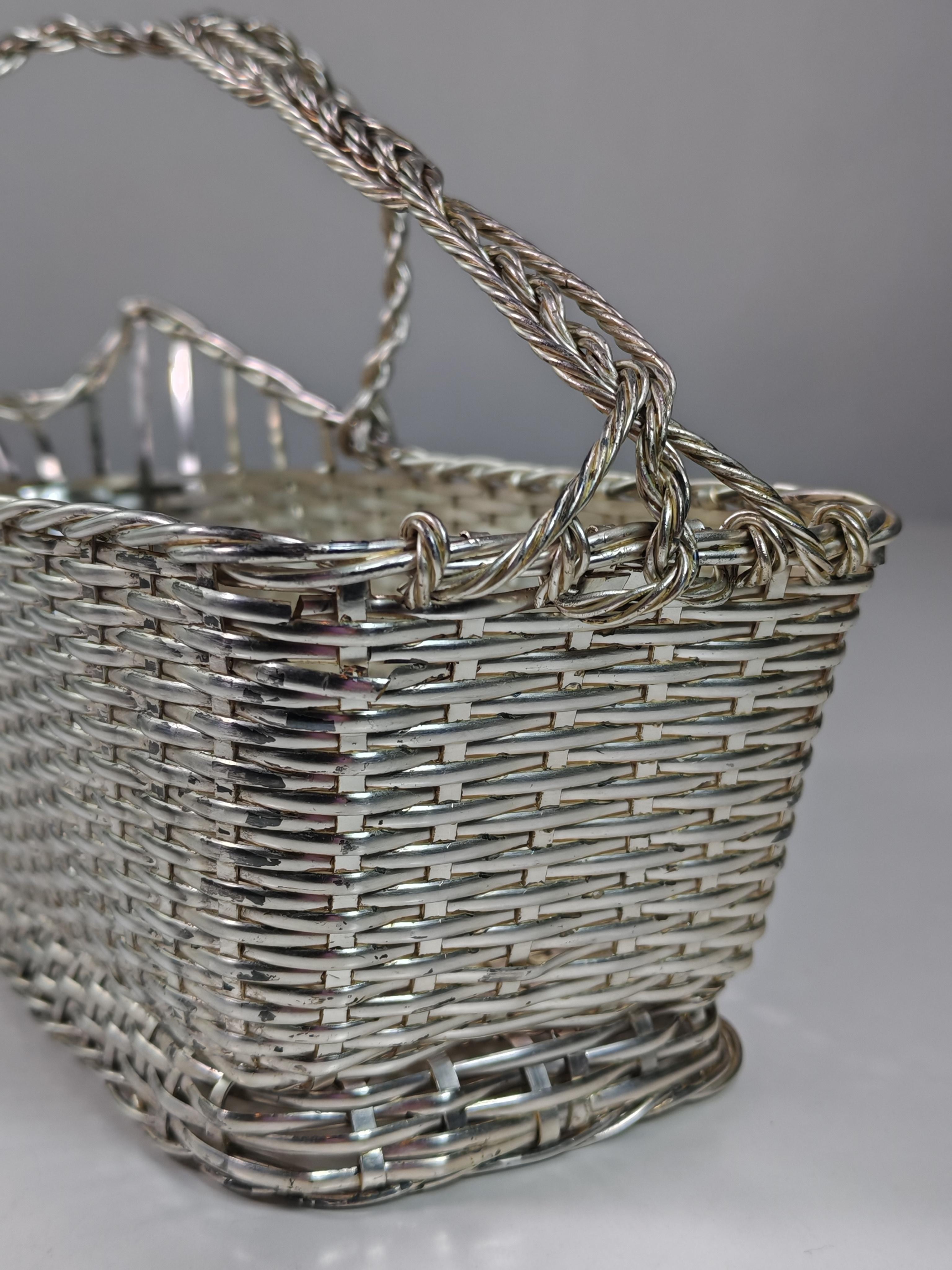 1950 Christofle Design France Silver Metal Bottle Holder and Bowl For Sale 2