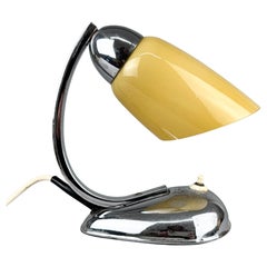Vintage 1950 Chrome & Opaline Glass Table Lamp