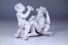 1950 Clara Istler Ceramic White Fawns Sculpture