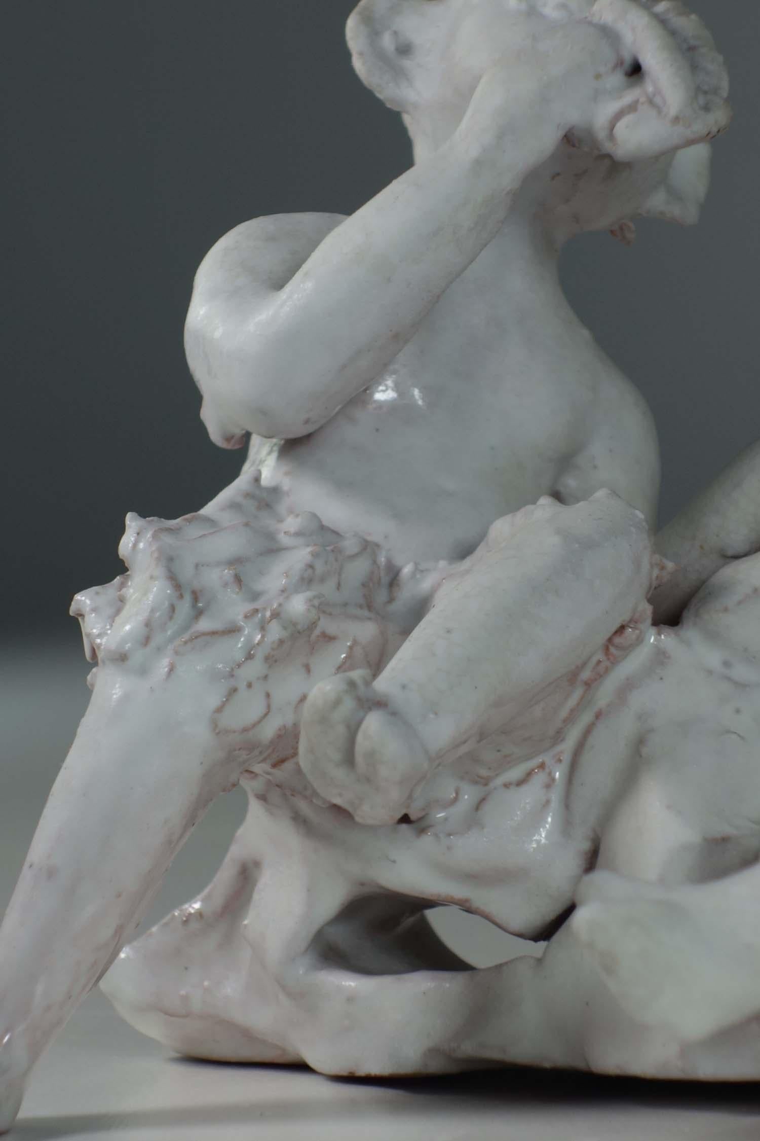 Mid-20th Century 1950 Clara Istler Ceramic White Fawns Sculpture For Sale