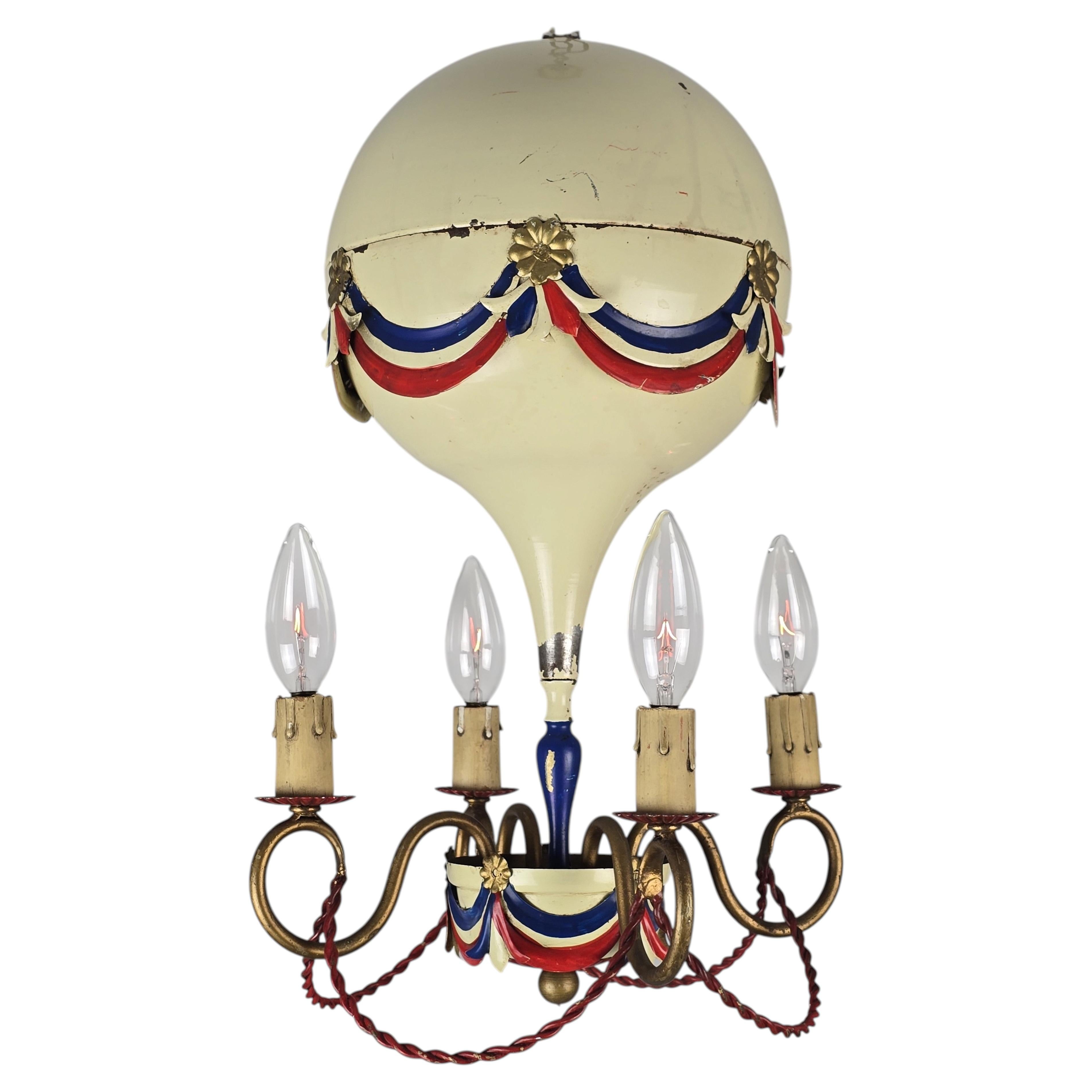 1950 Colorfull Hot Air Ballon Toleware Pendant , France