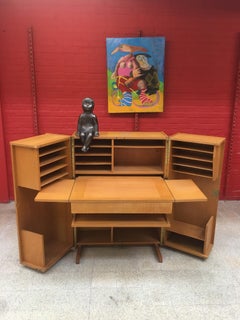 1950 Compact Home Office Desk in Oak and Blond Wood