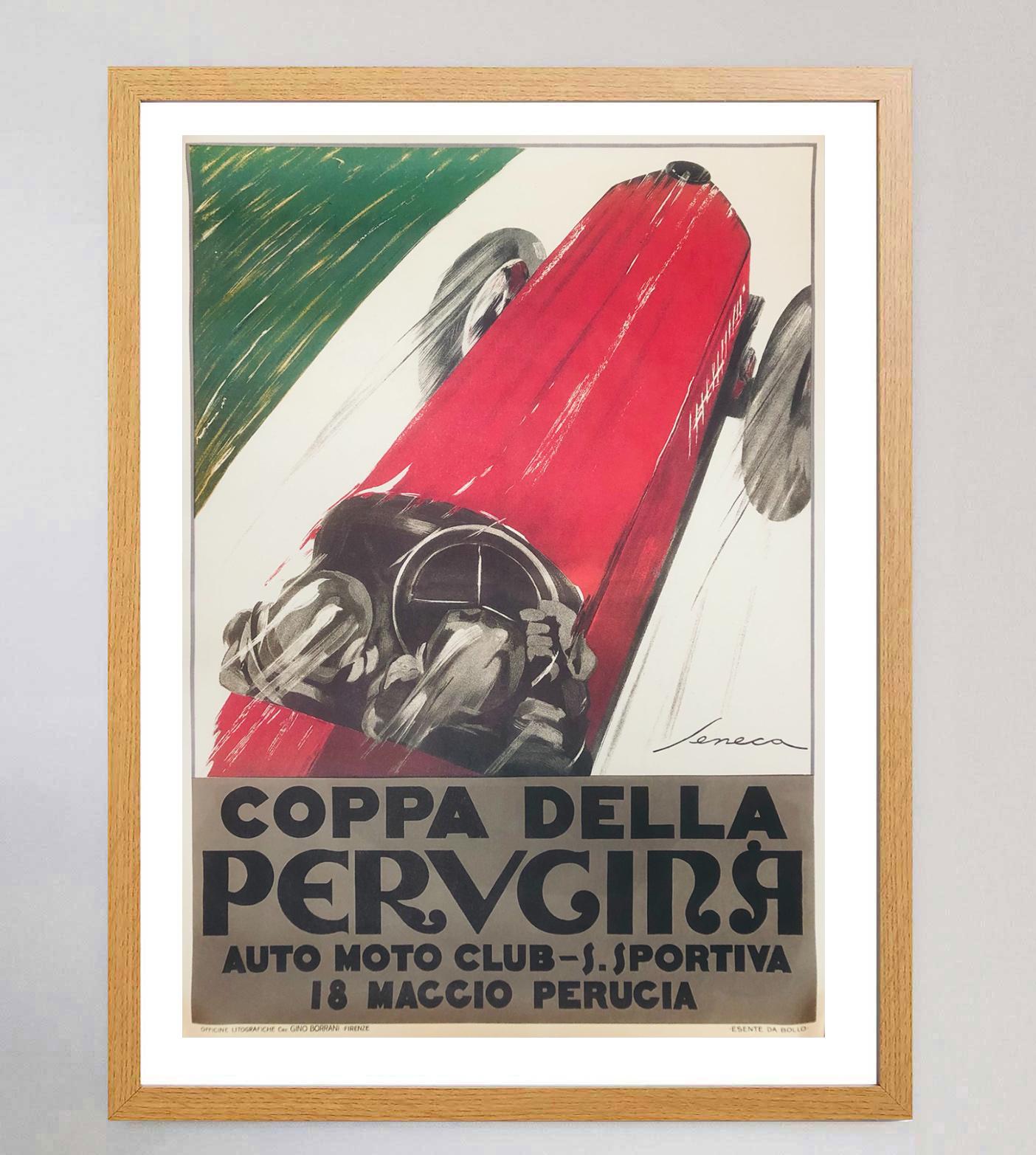 Art Deco 1950 Coppa Della Perugina Original Vintage Poster For Sale