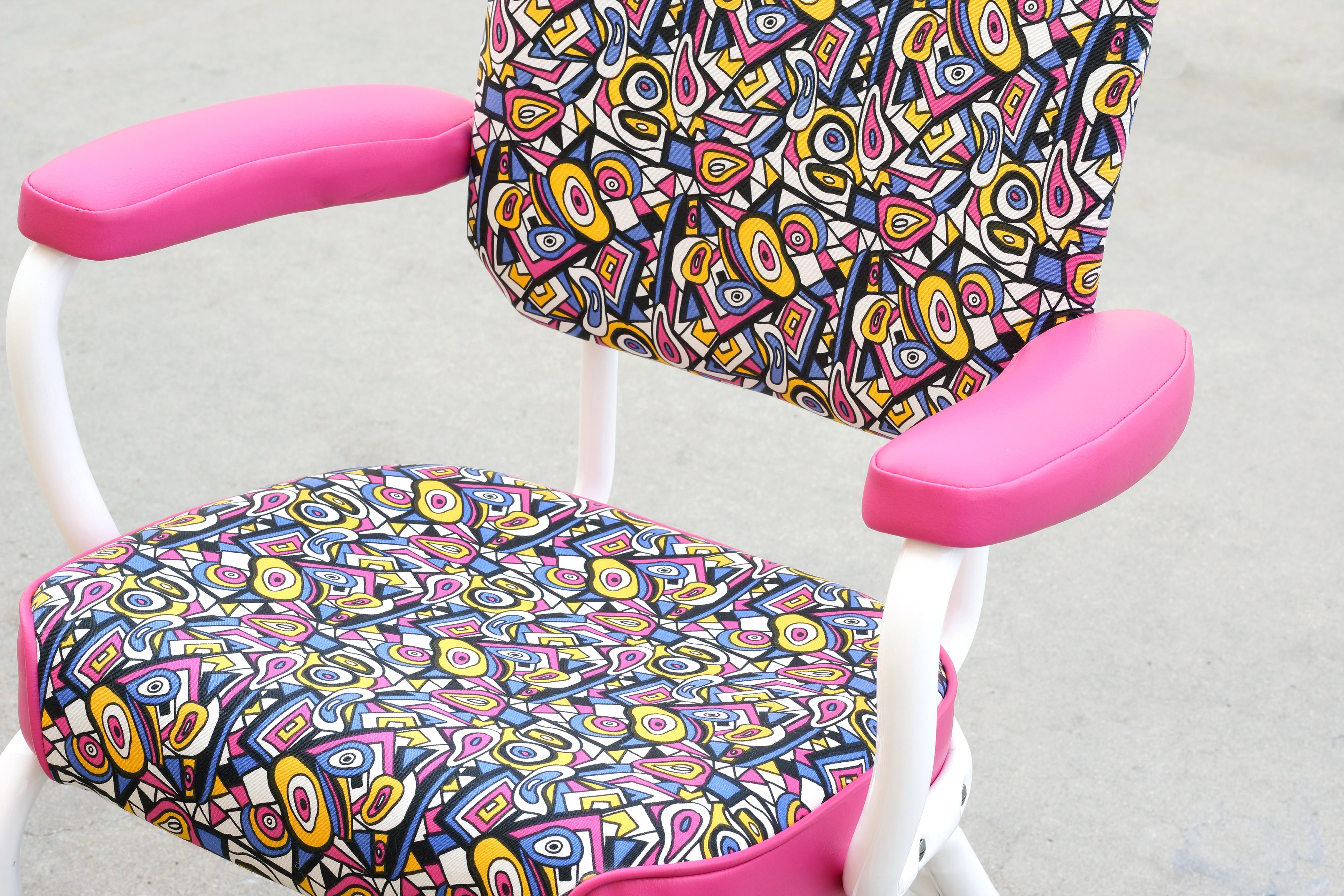 Mid-Century Modern 1950 Cosco Armchair, Refinished in Retro Fabric