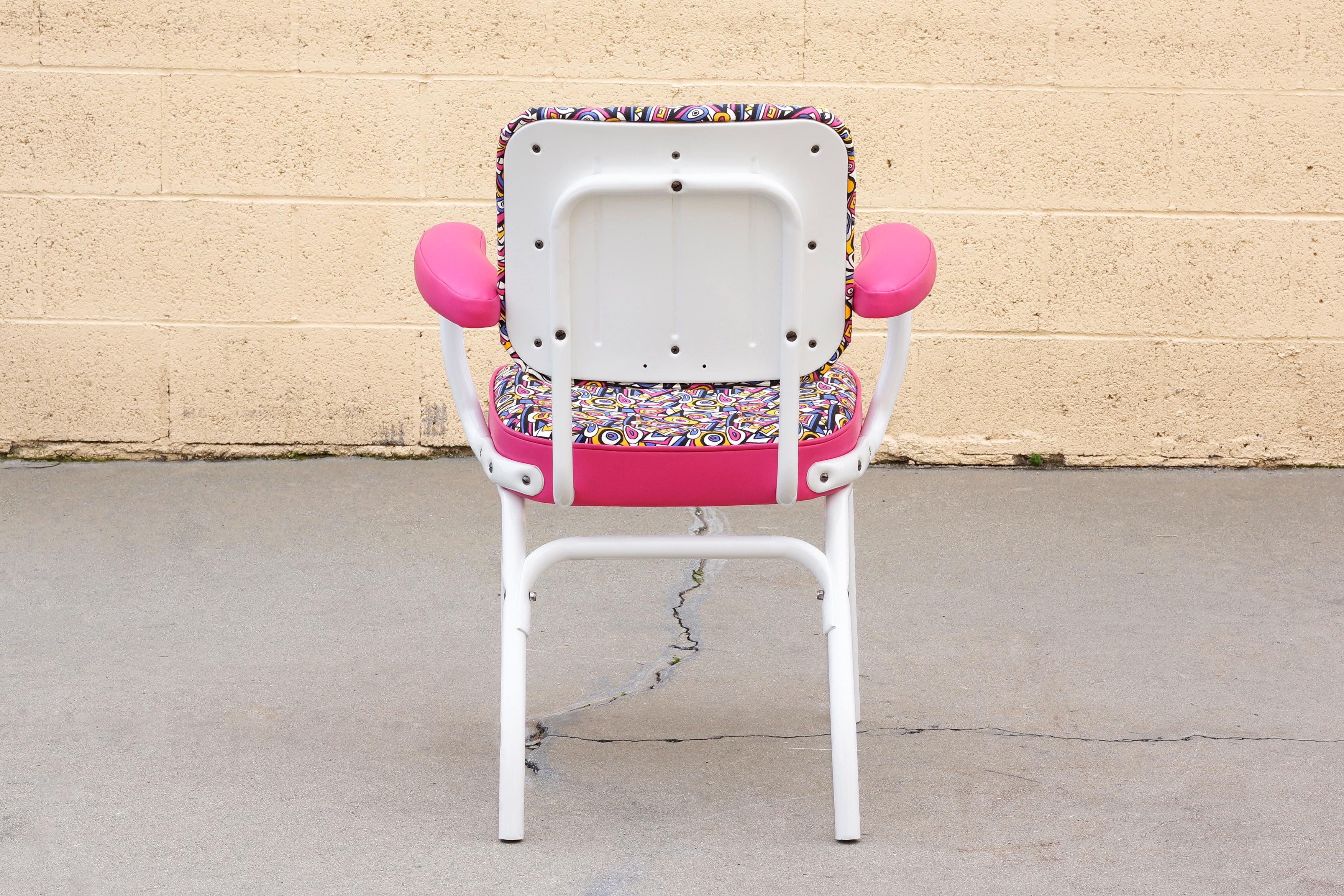 Powder-Coated 1950 Cosco Armchair, Refinished in Retro Fabric