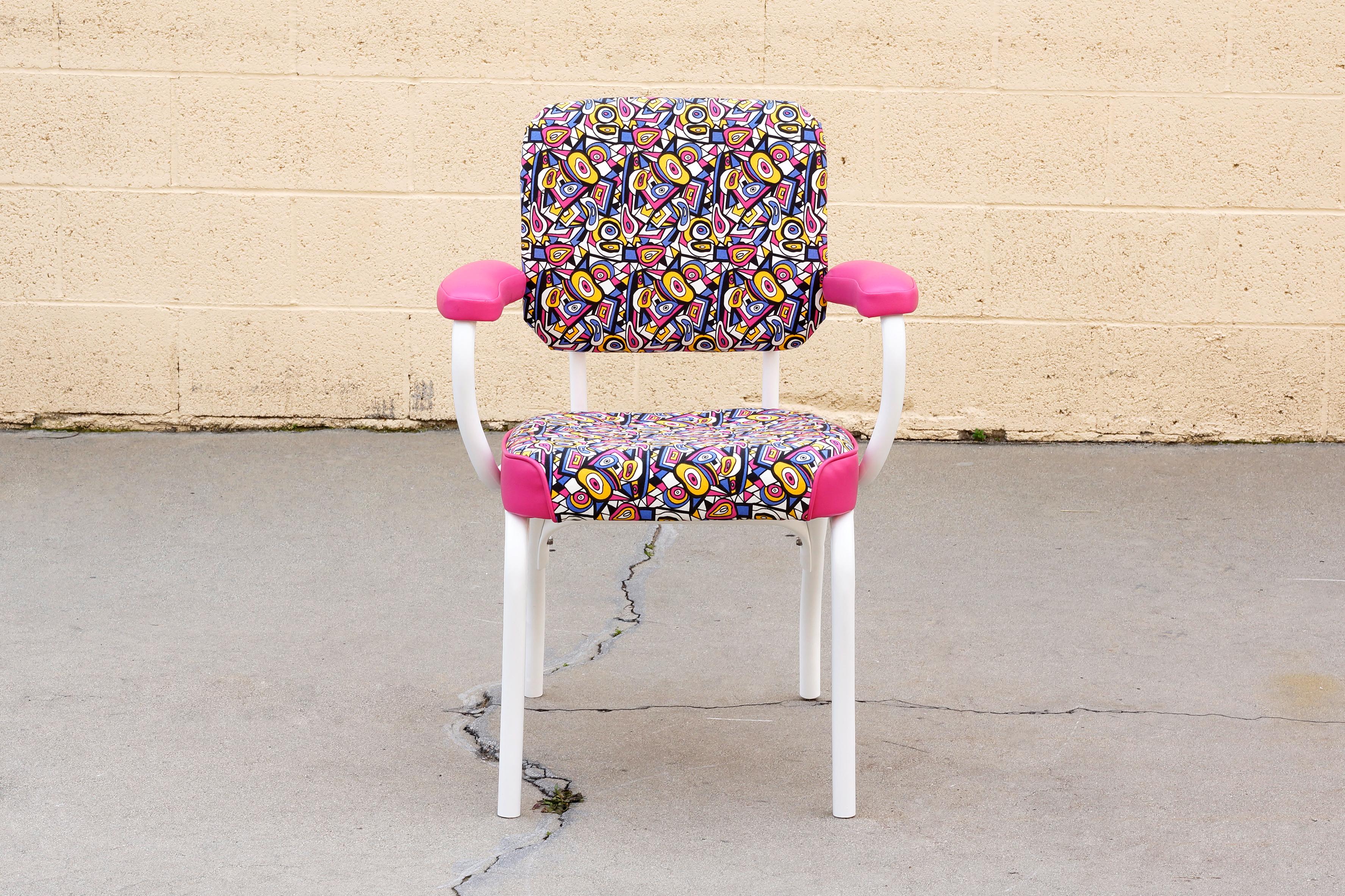 1950 Cosco Armchair, Refinished in Retro Fabric In Good Condition In Alhambra, CA