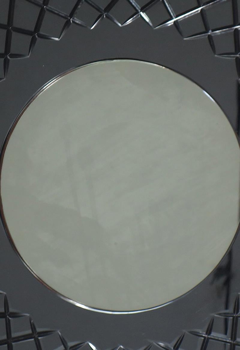 1950 CristalArt Design Italiano di metà secolo in stile Fontana Arte Specchio da parete rotondo in vendita 3