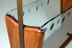 1950 Cristal-Art MidCentury Italian Design Wood Glass Magazine Rack