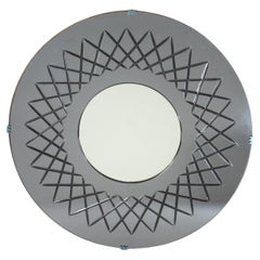 1950 CristalArt Design Italienische Mitte Jahrhundert Fontana Arte Stil Runde Wandspiegel