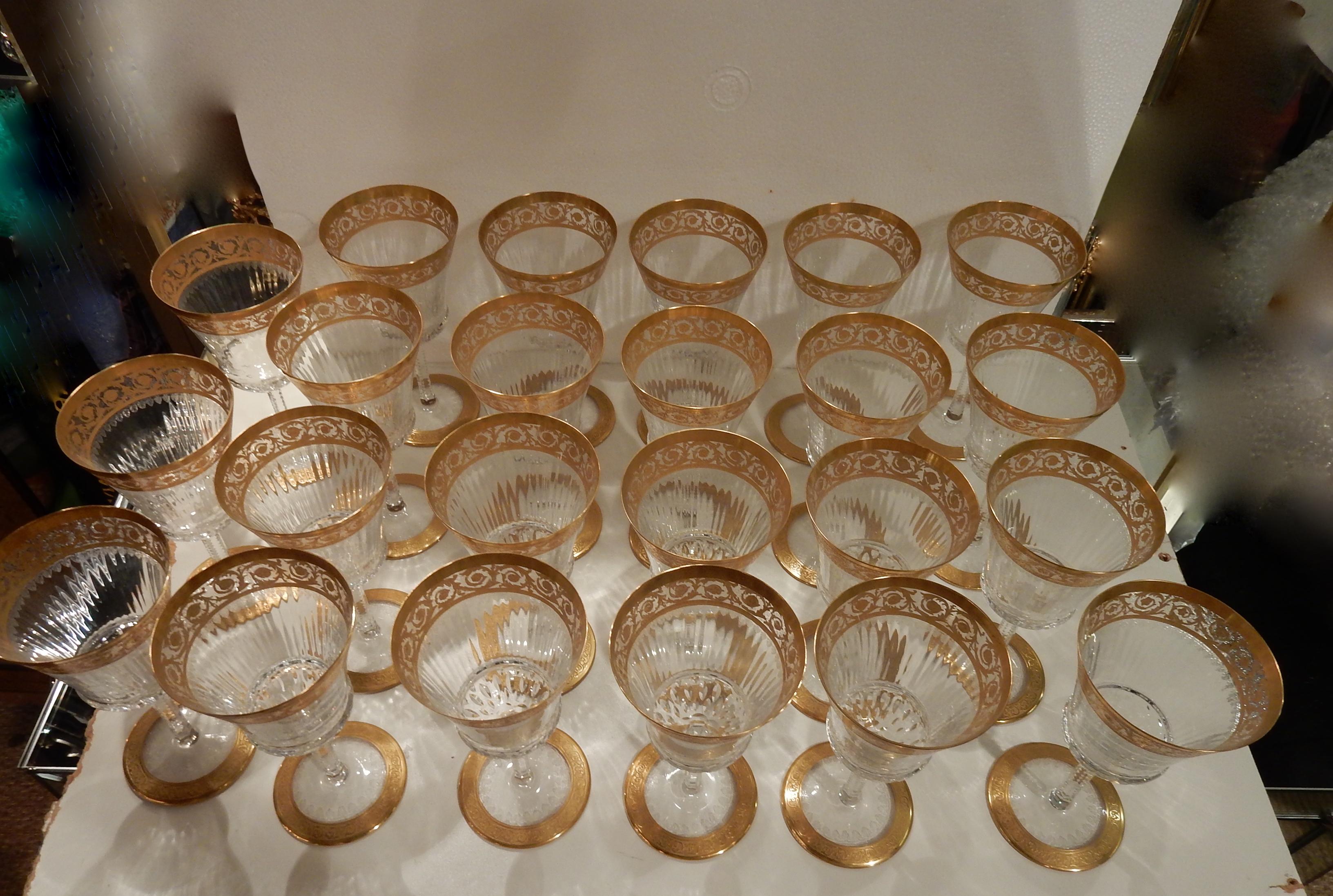 Gilt 1950 'Crystal Serveware from Saint Louis Thistle 90 Pieces